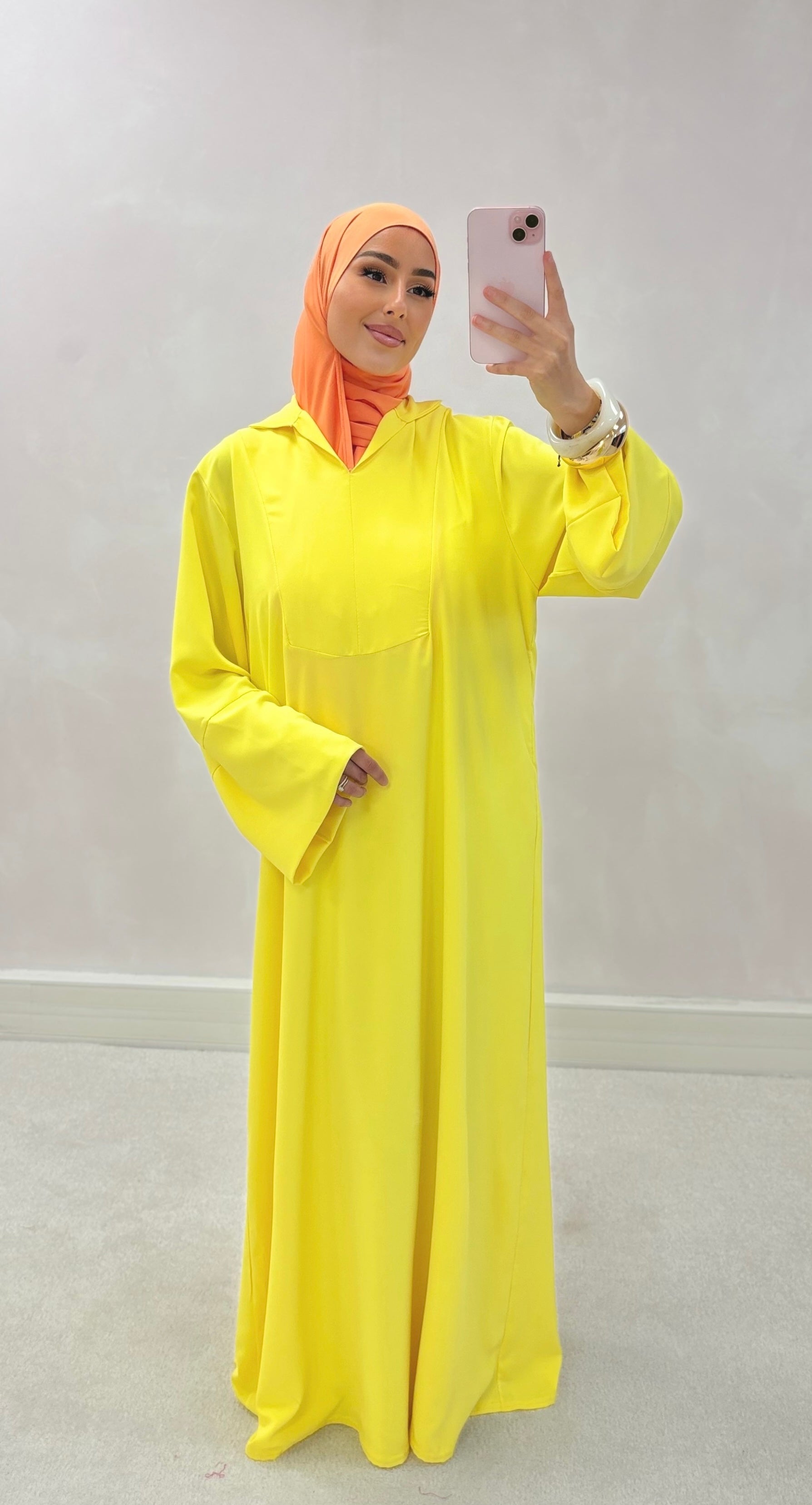 Abaya soie de medine SOFT - Yellow