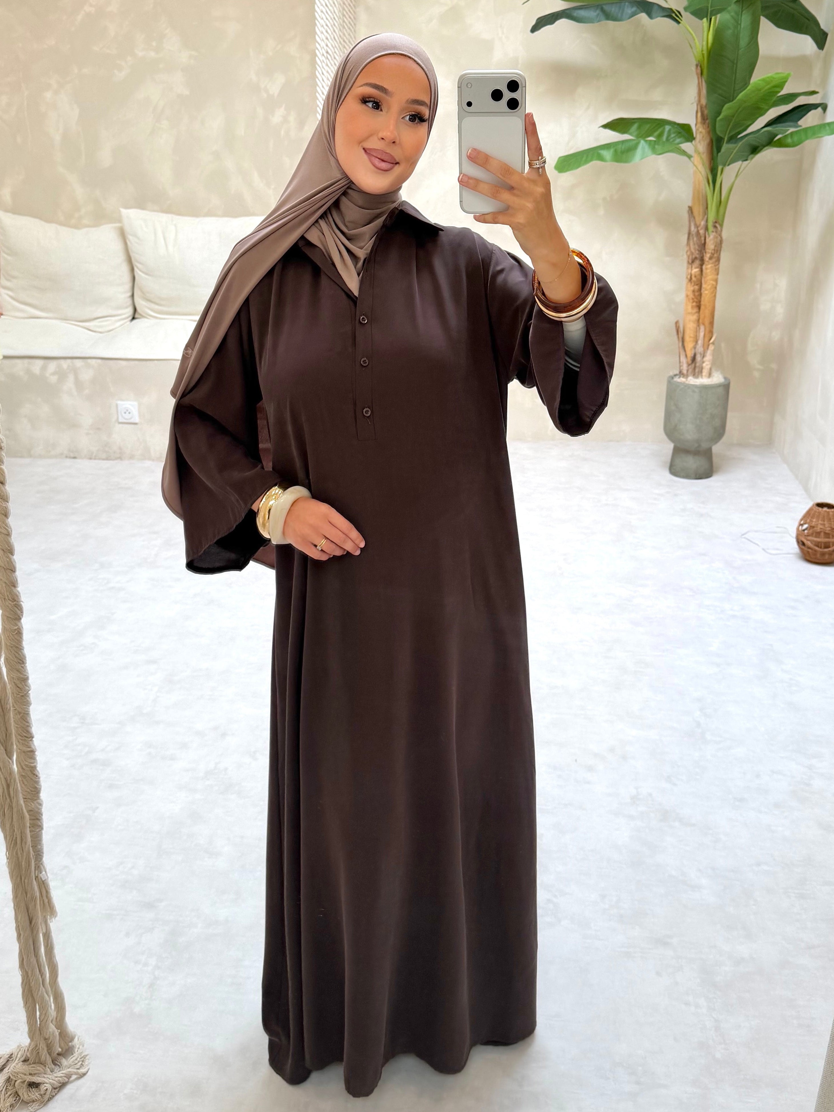 Robe chemise - marron foncé