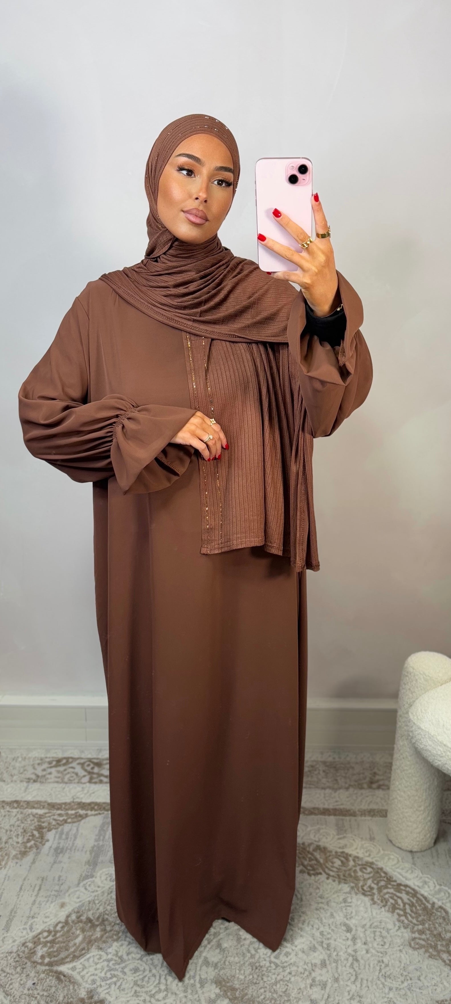 Abaya chouchou - marron clair