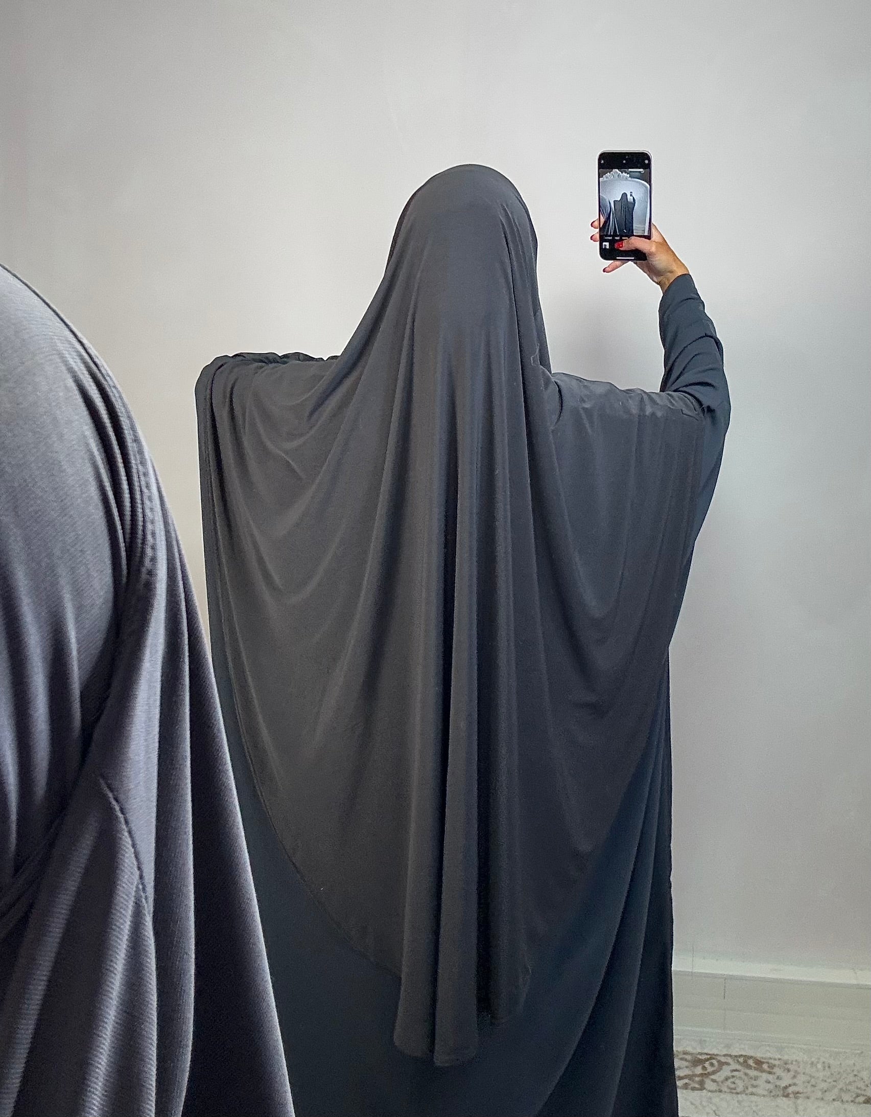 Khimar en jersey premium de luxe LIN’S B - gris anthracite