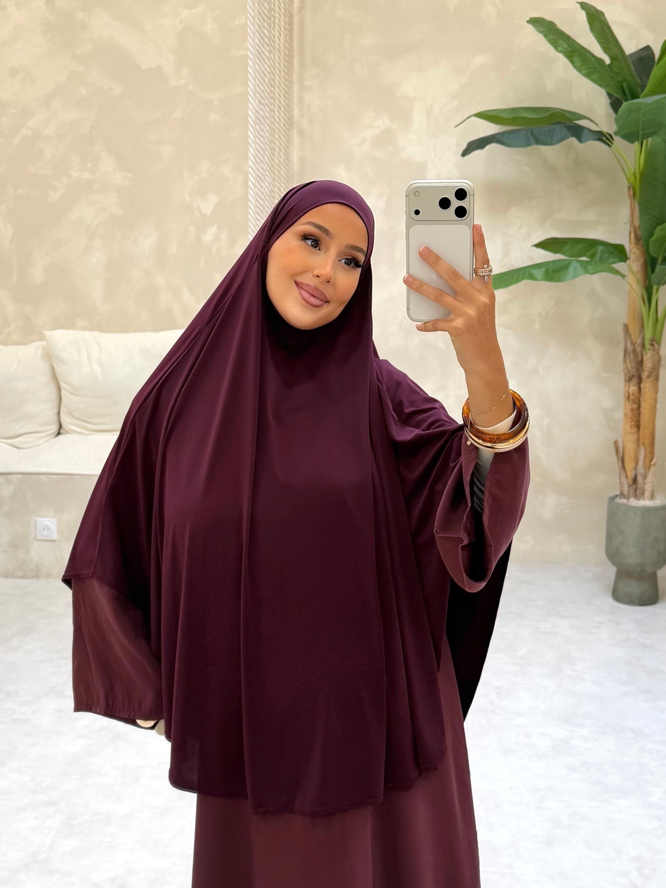 Khimar en jersey premium de luxe LIN’S B - Prune