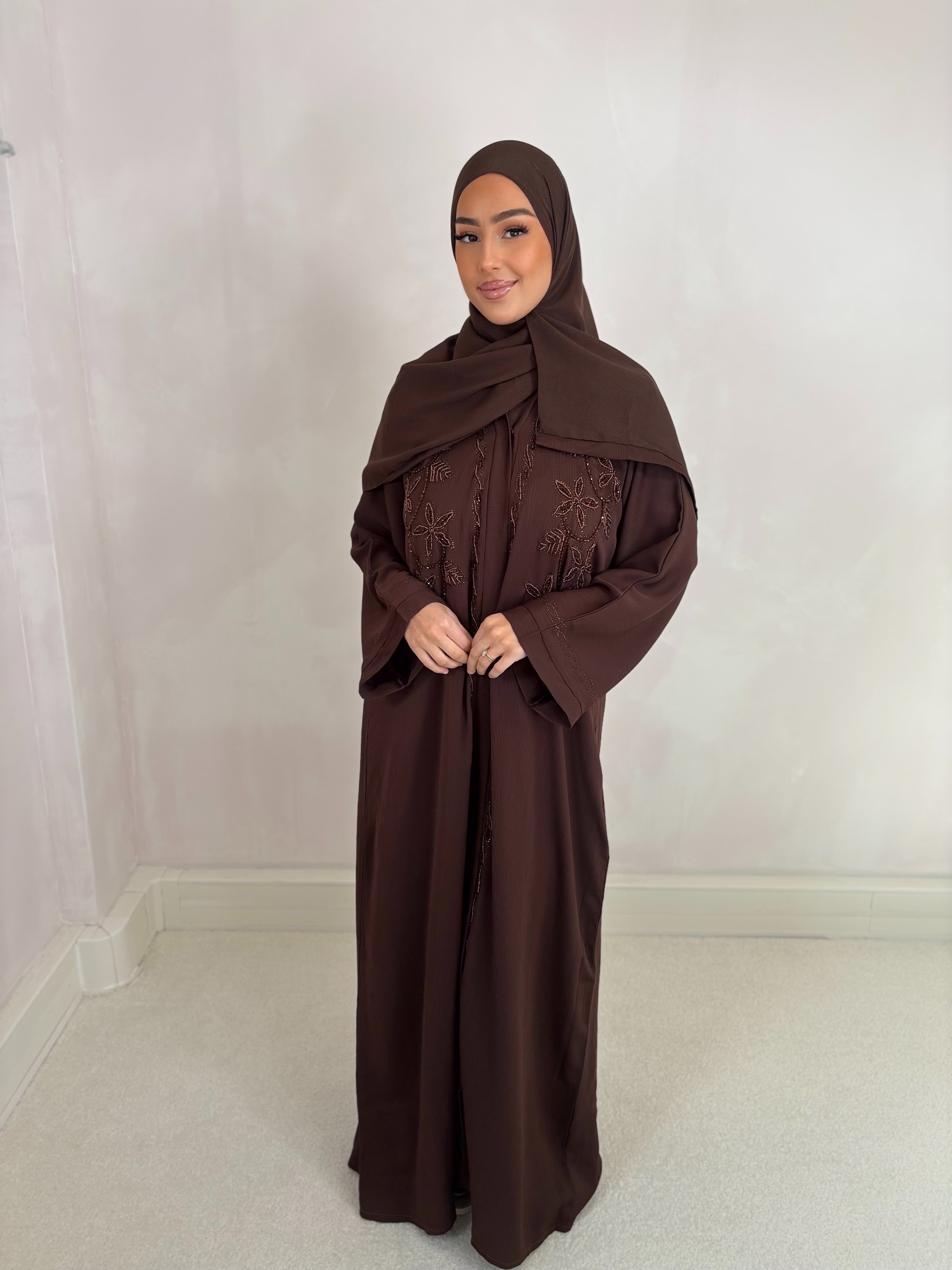 Abaya de Dubai TAHIRA (n74) - marron foncé