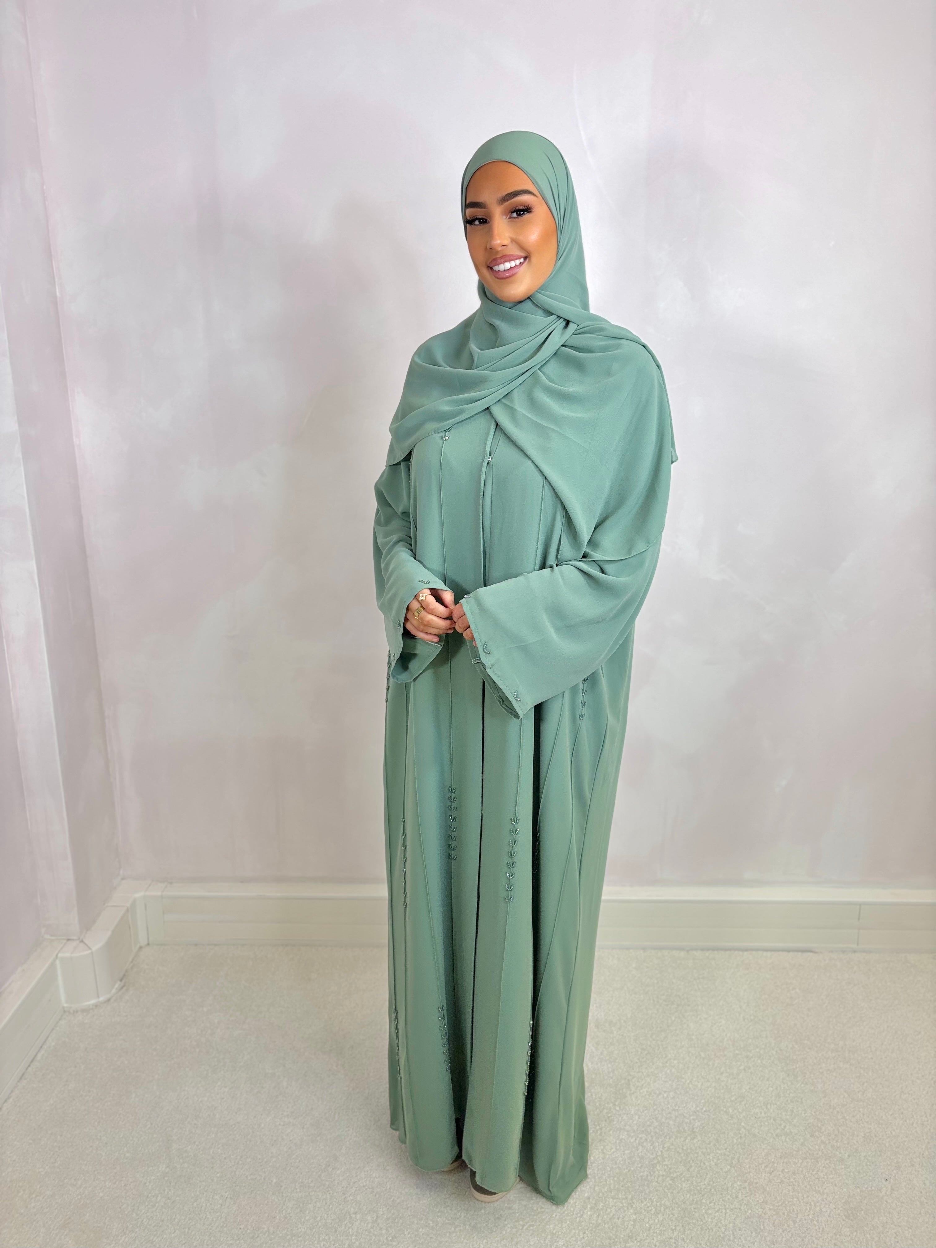 Abaya de Dubai NAYA (n62) - vert d’eau