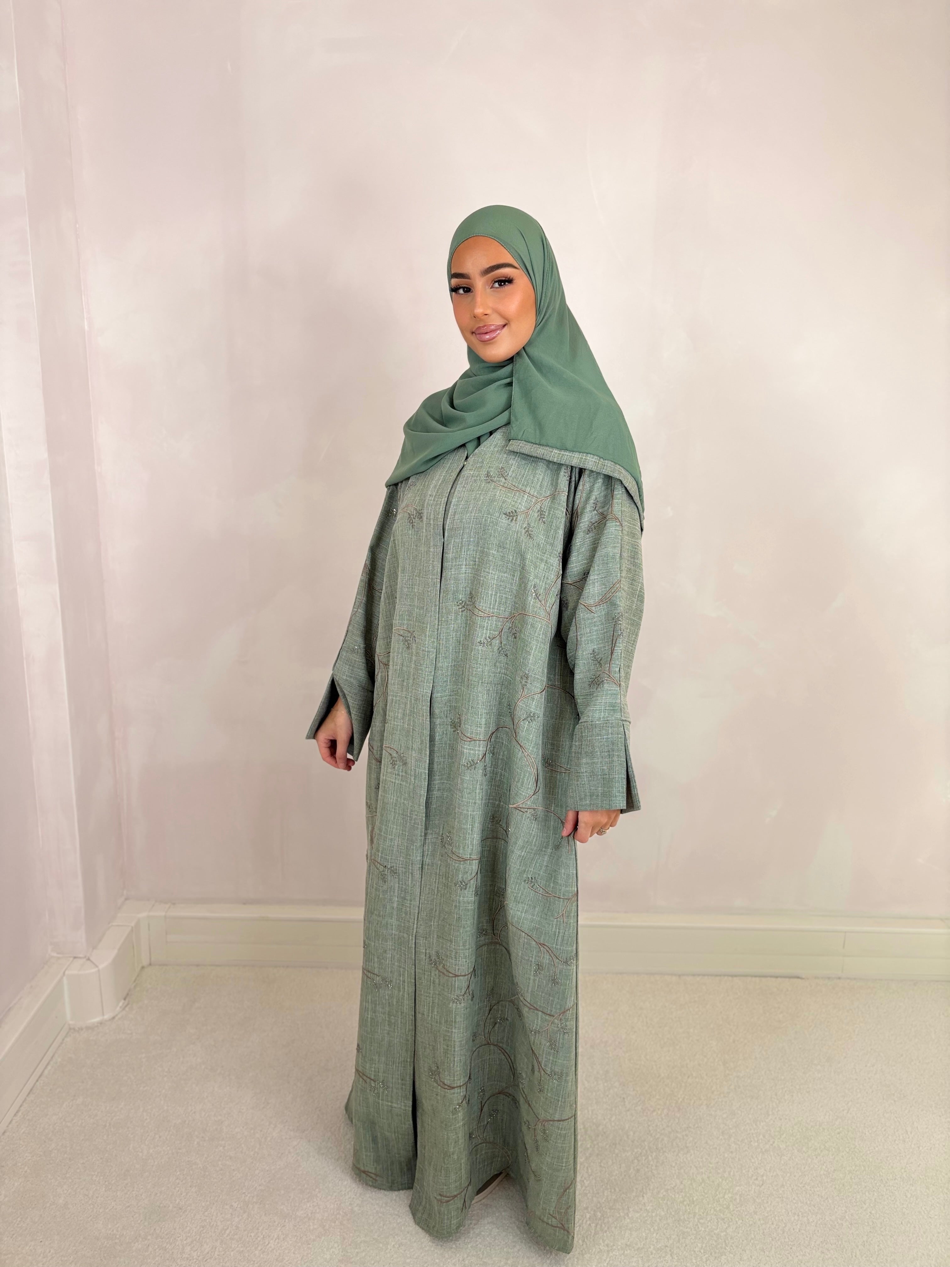 Abaya de Dubai LAYNA (n15) - vert d’eau