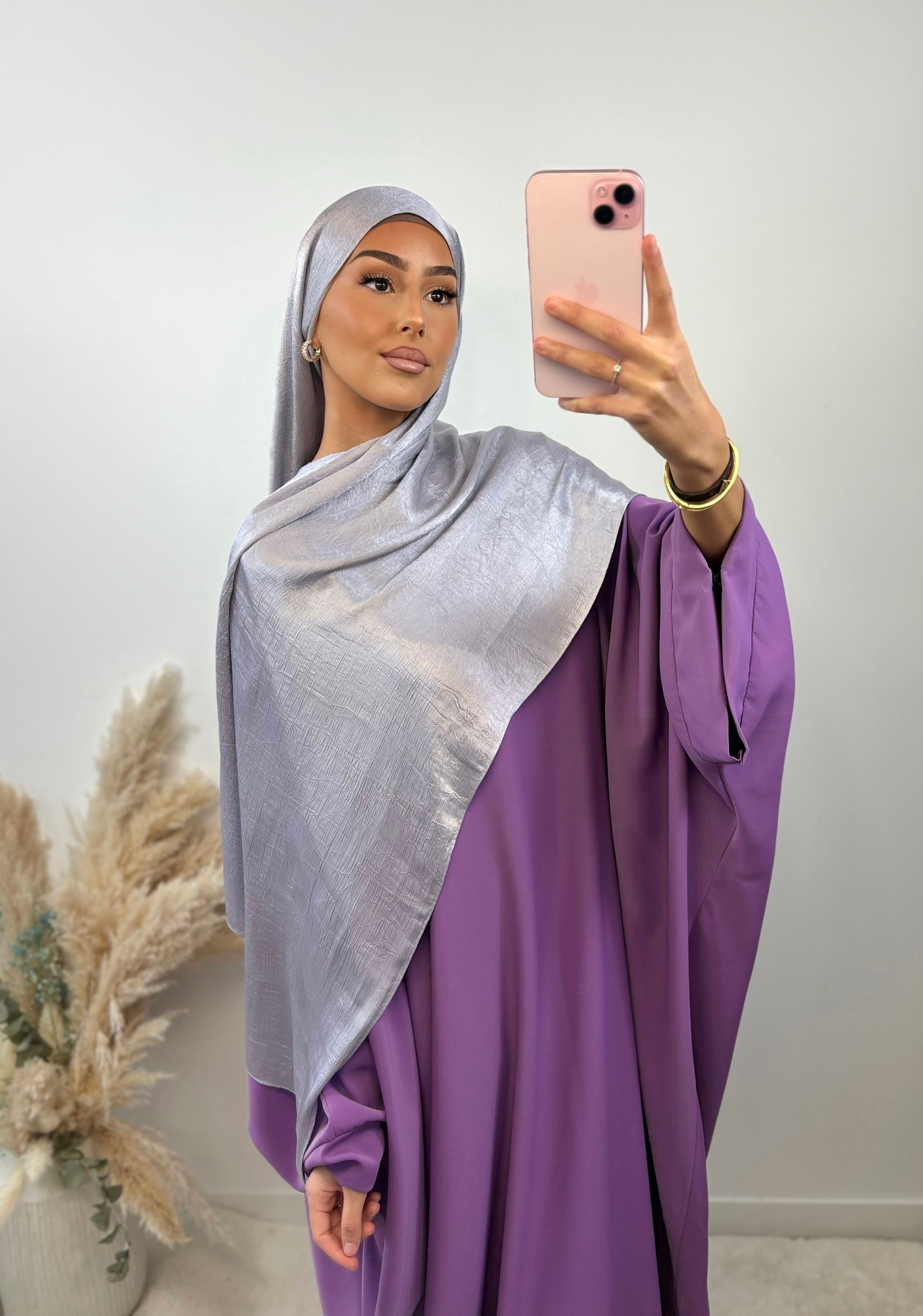 Voile satiné réversible - Lila