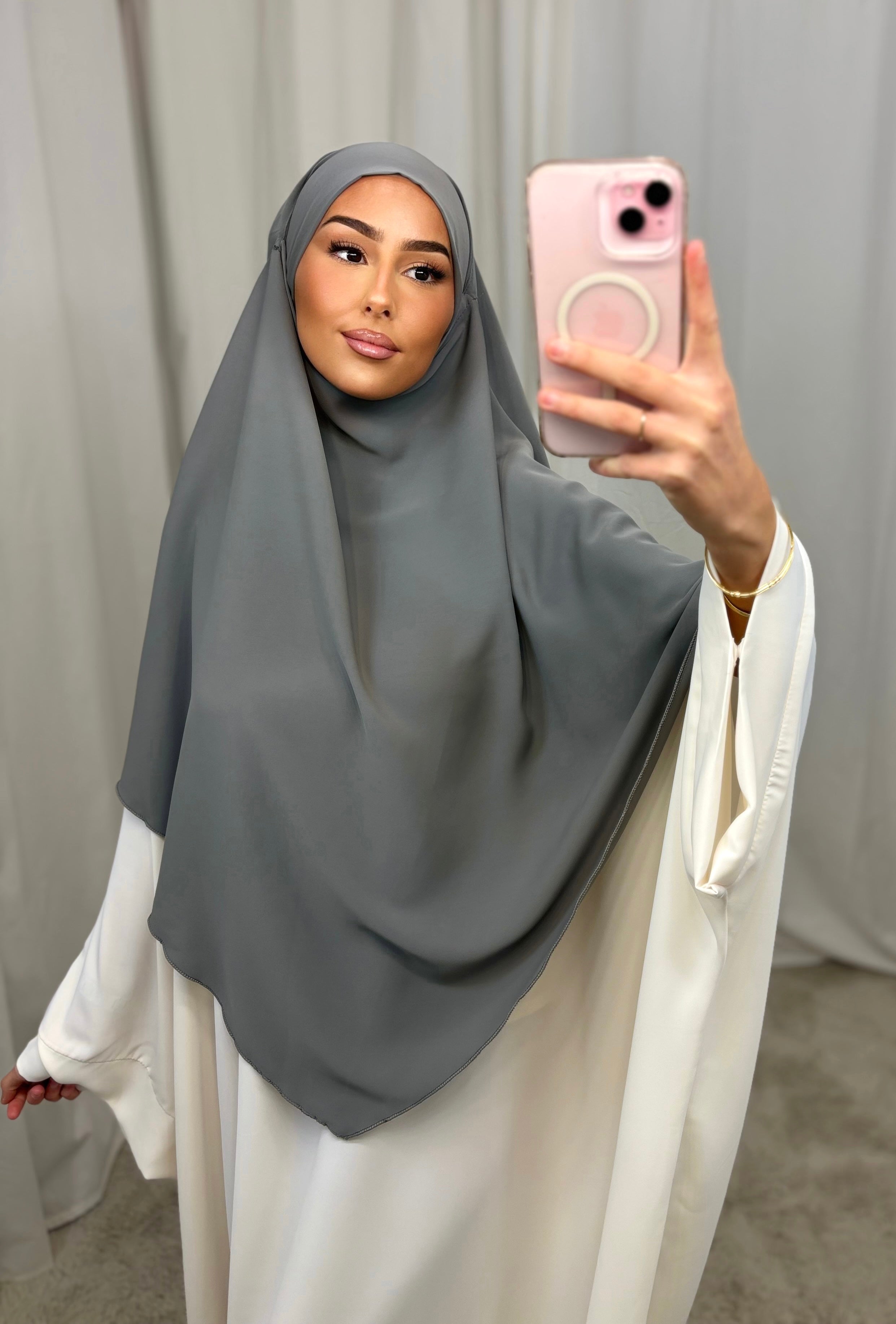 Khimar en soie de medine - grey