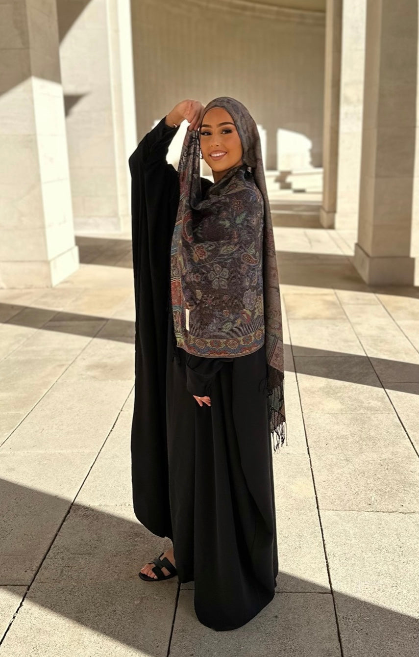 Saudi-arabische Abaya Medina Seide - SCHWARZ