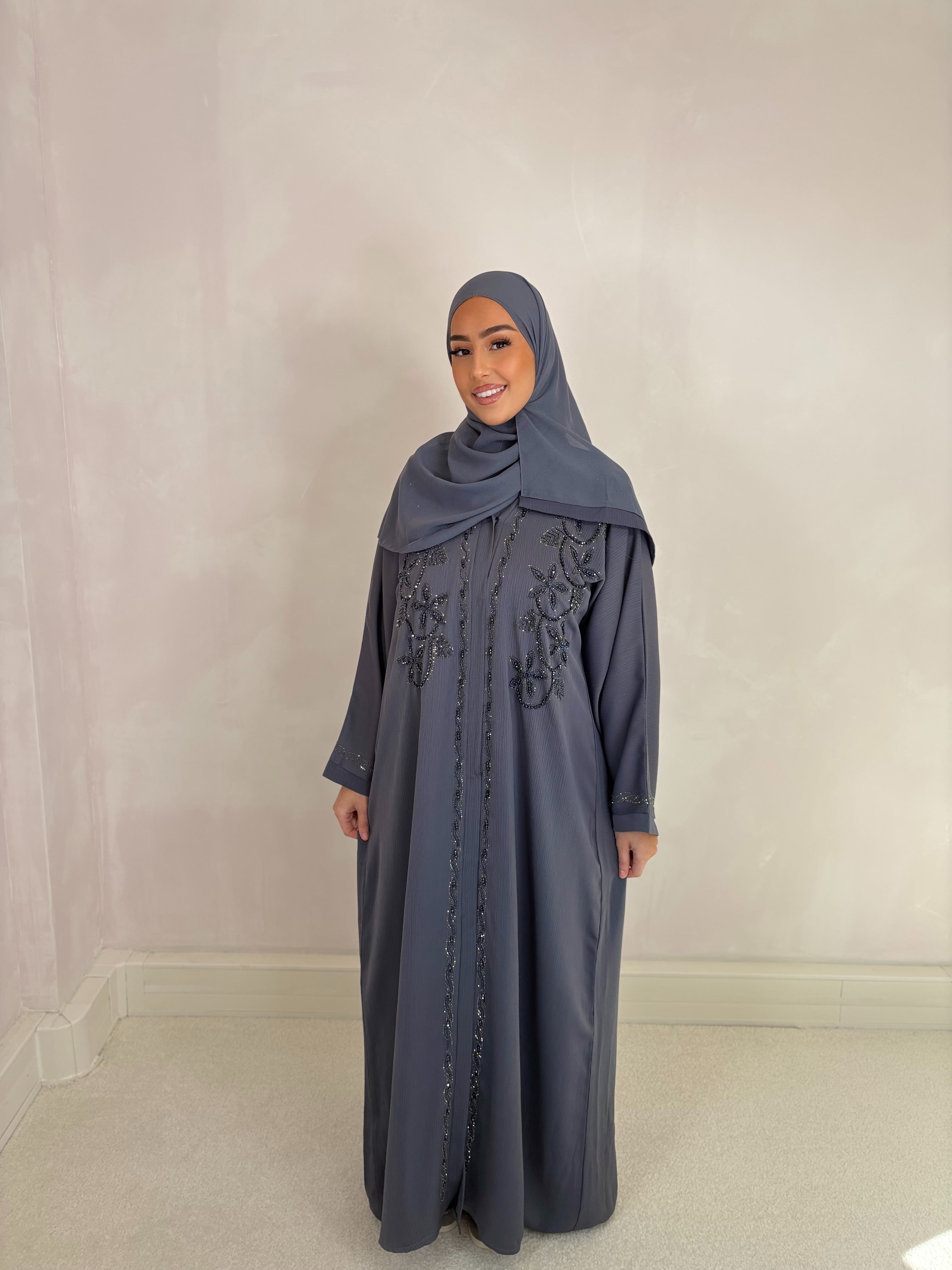 Abaya de Dubai TAHIRA (n71) - Gris anthracite