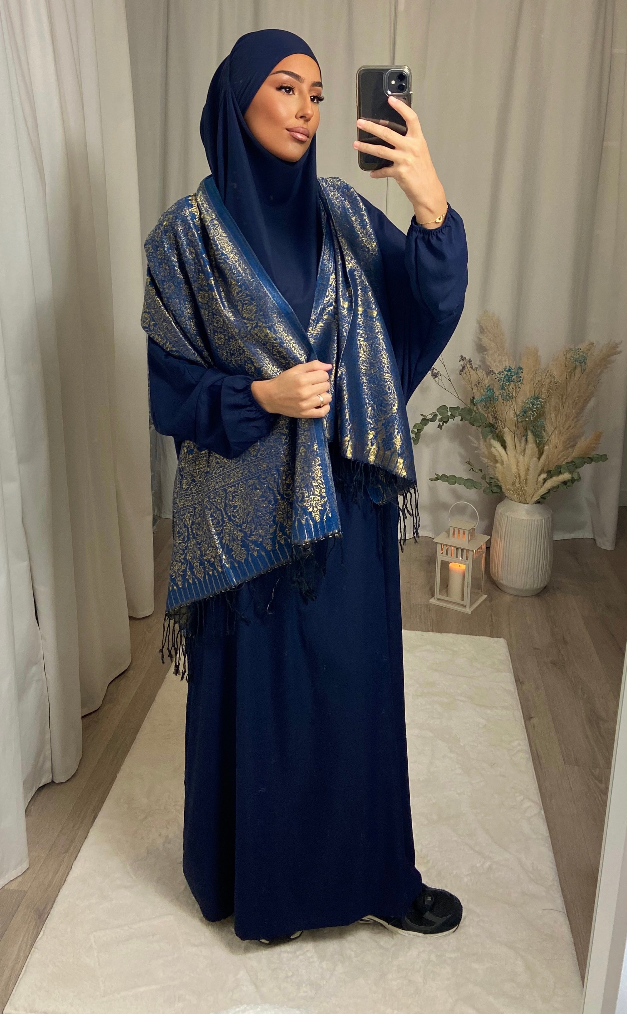 Jilbeb 1 Pièce soie de medine - BLEU NUIT
