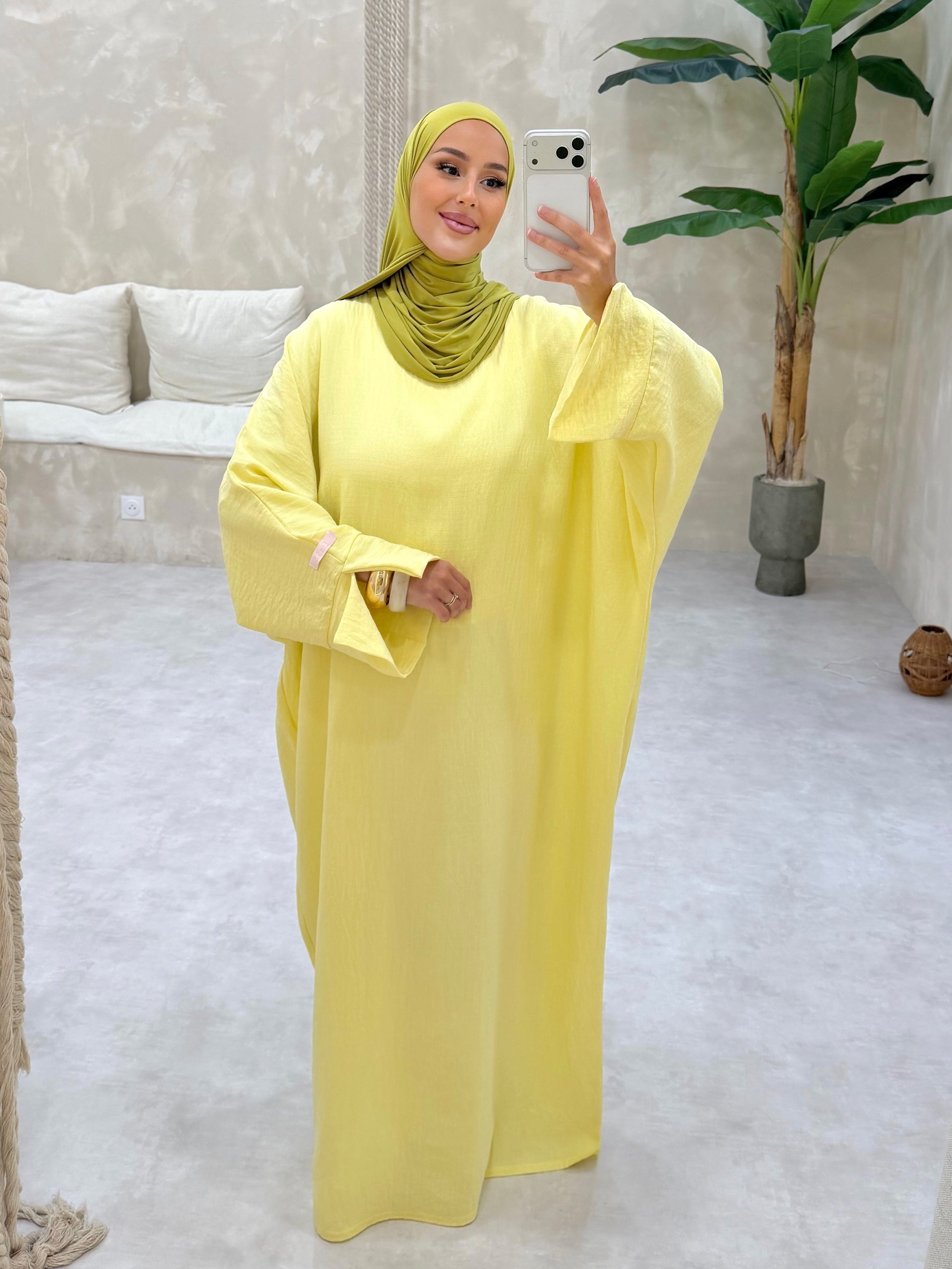 Abaya lin LIN’S B - jaune pastel