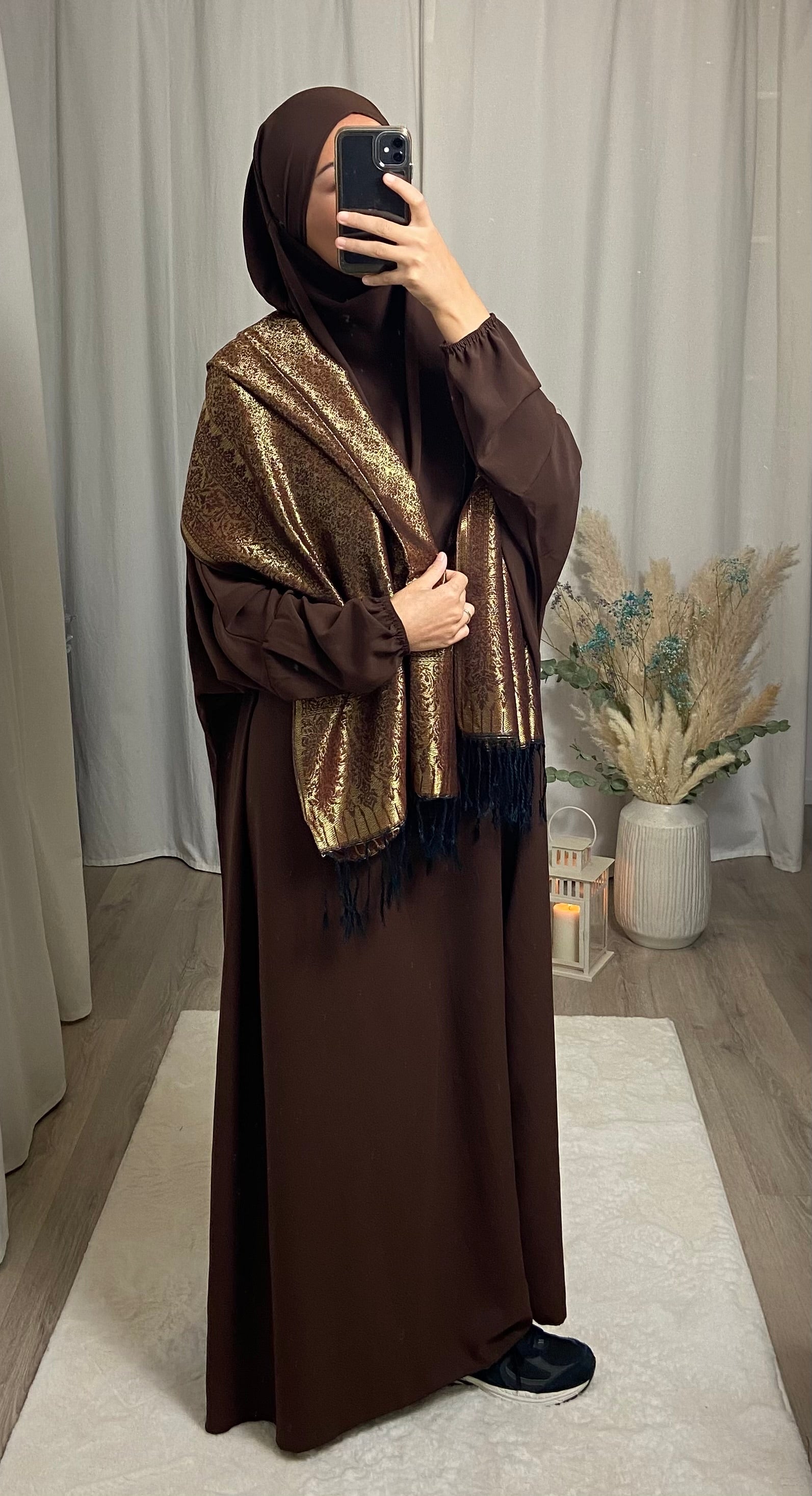 Jilbeb 1 Pièce soie de medine - MARRON