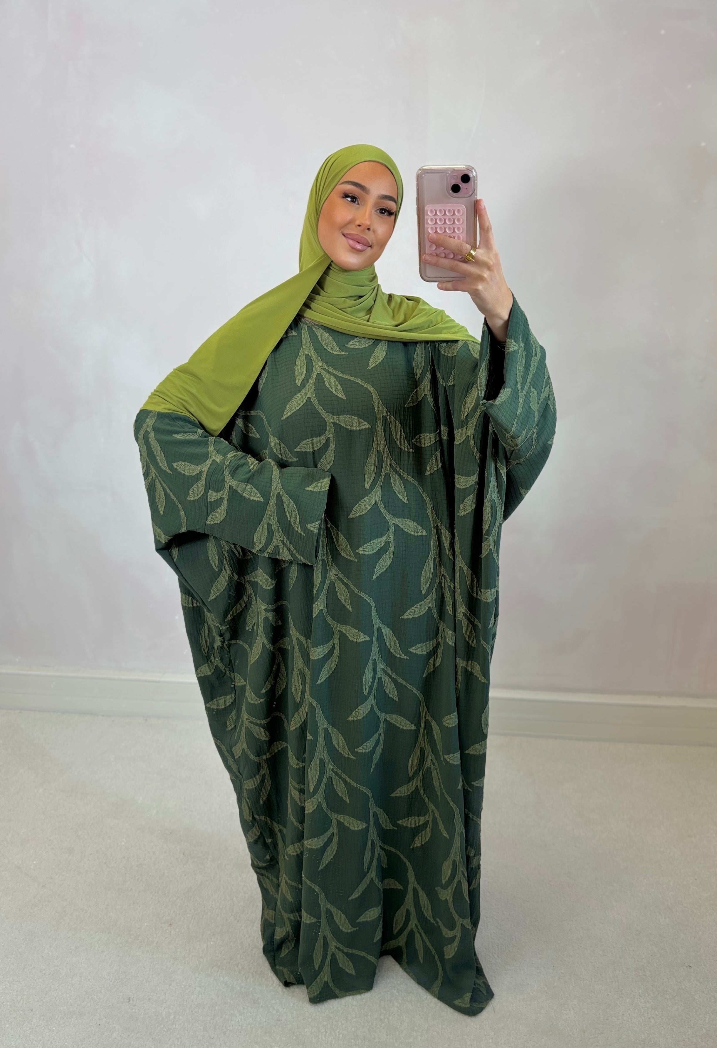 Abaya FLOR - kaki foncé