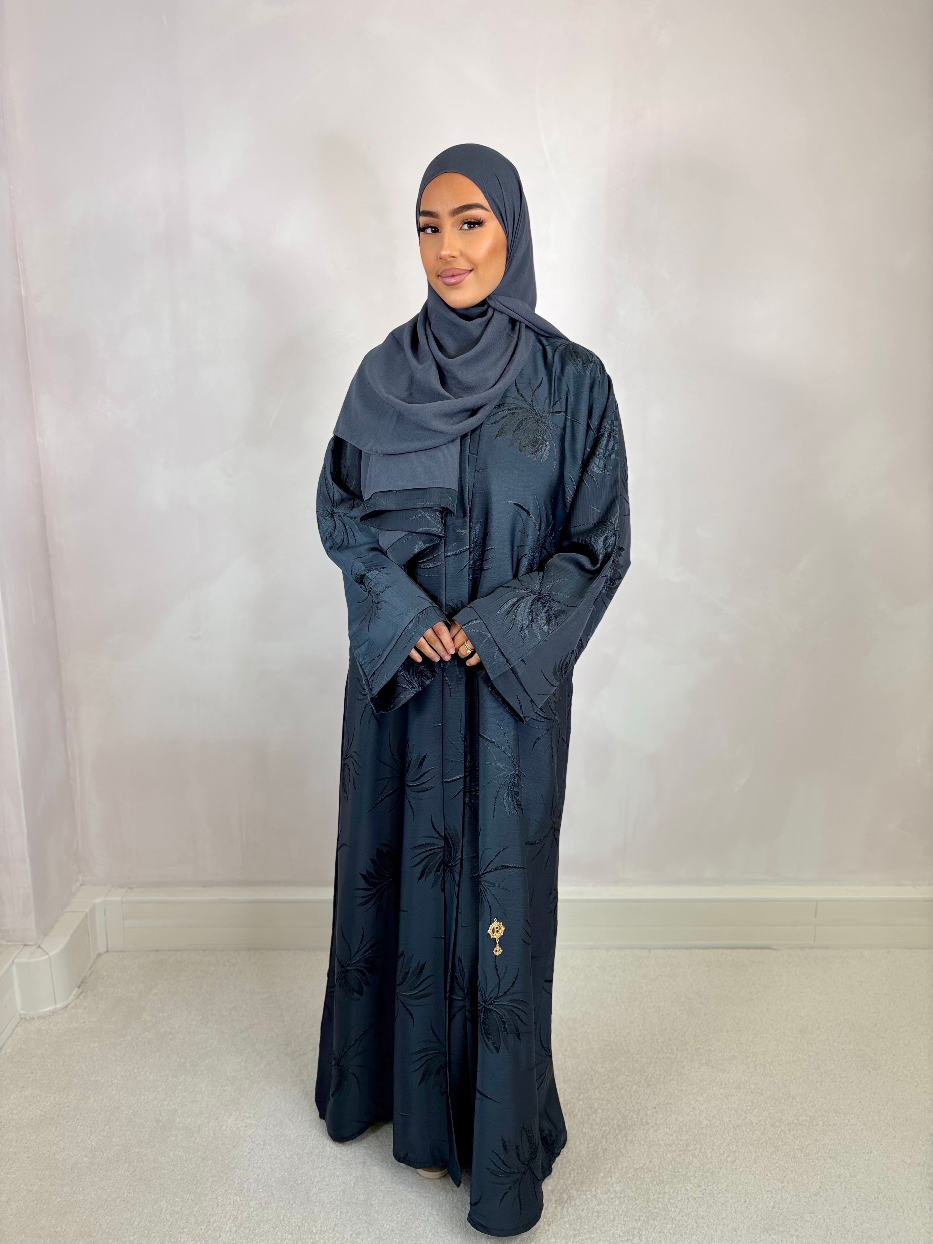 Abaya de Dubai PALMA (n25) - gris anthracite