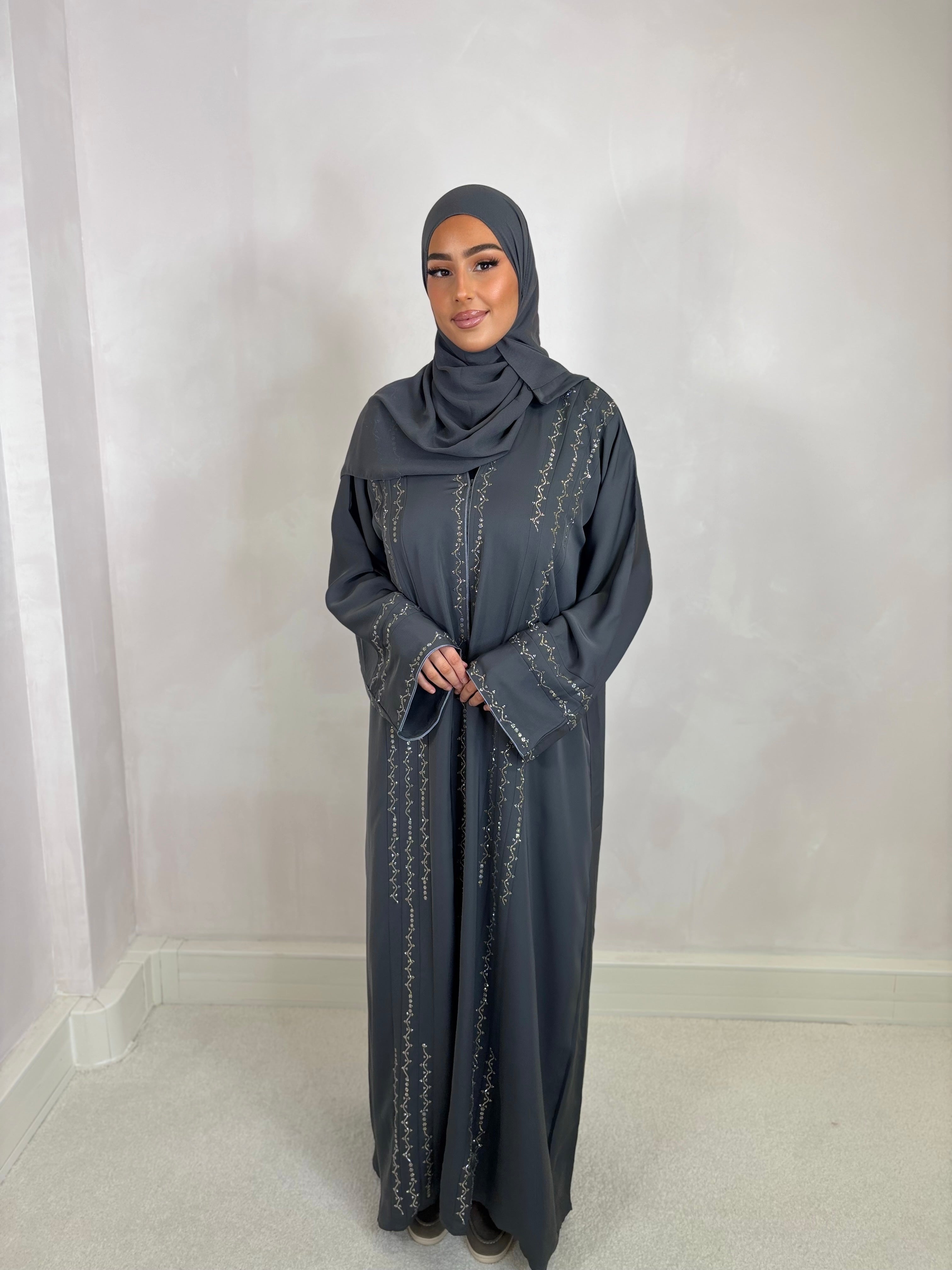 Abaya de Dubai NOOR (n8) - gris anthracite