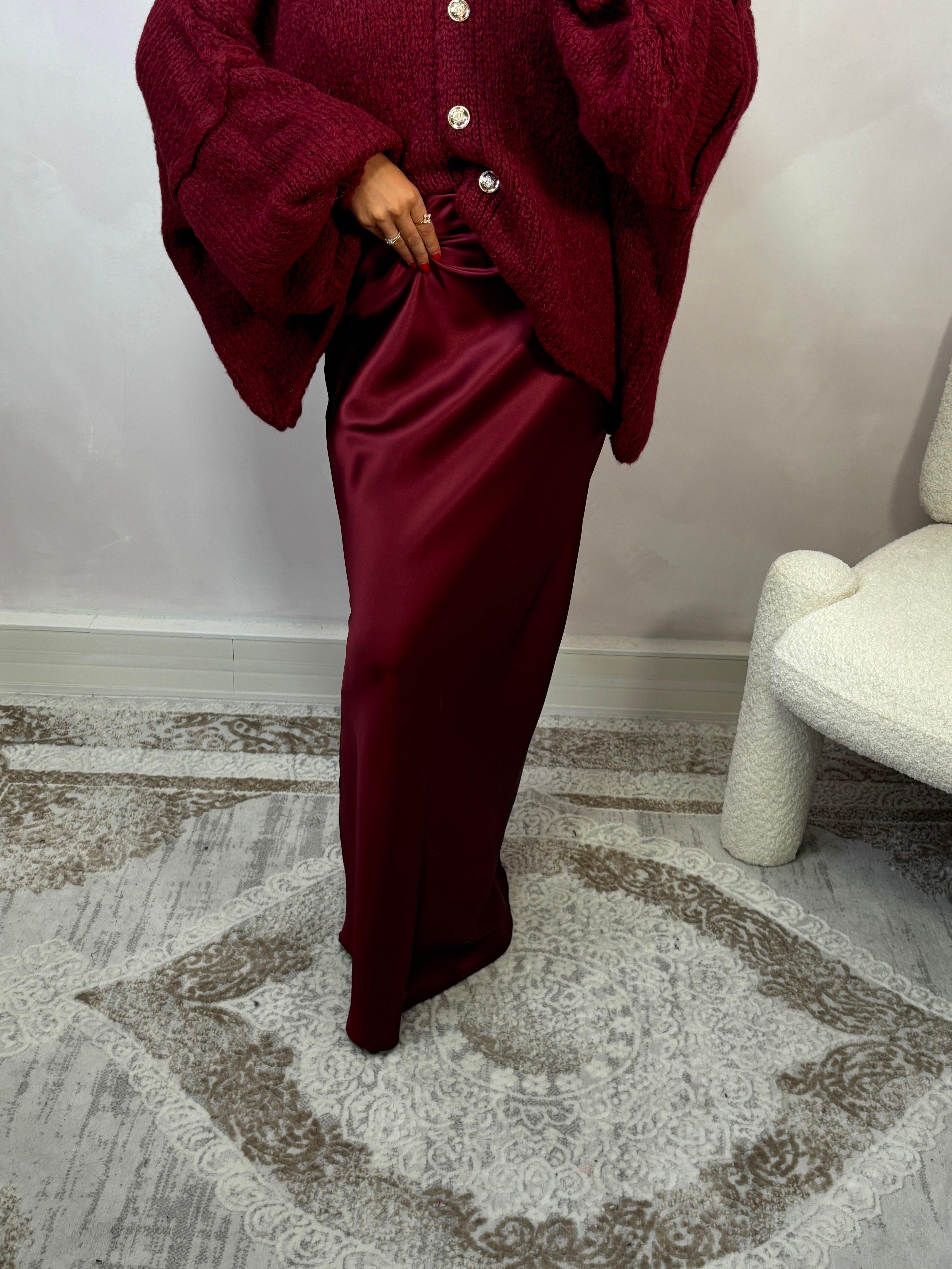 Jupe MAXI satin premium - bordeaux