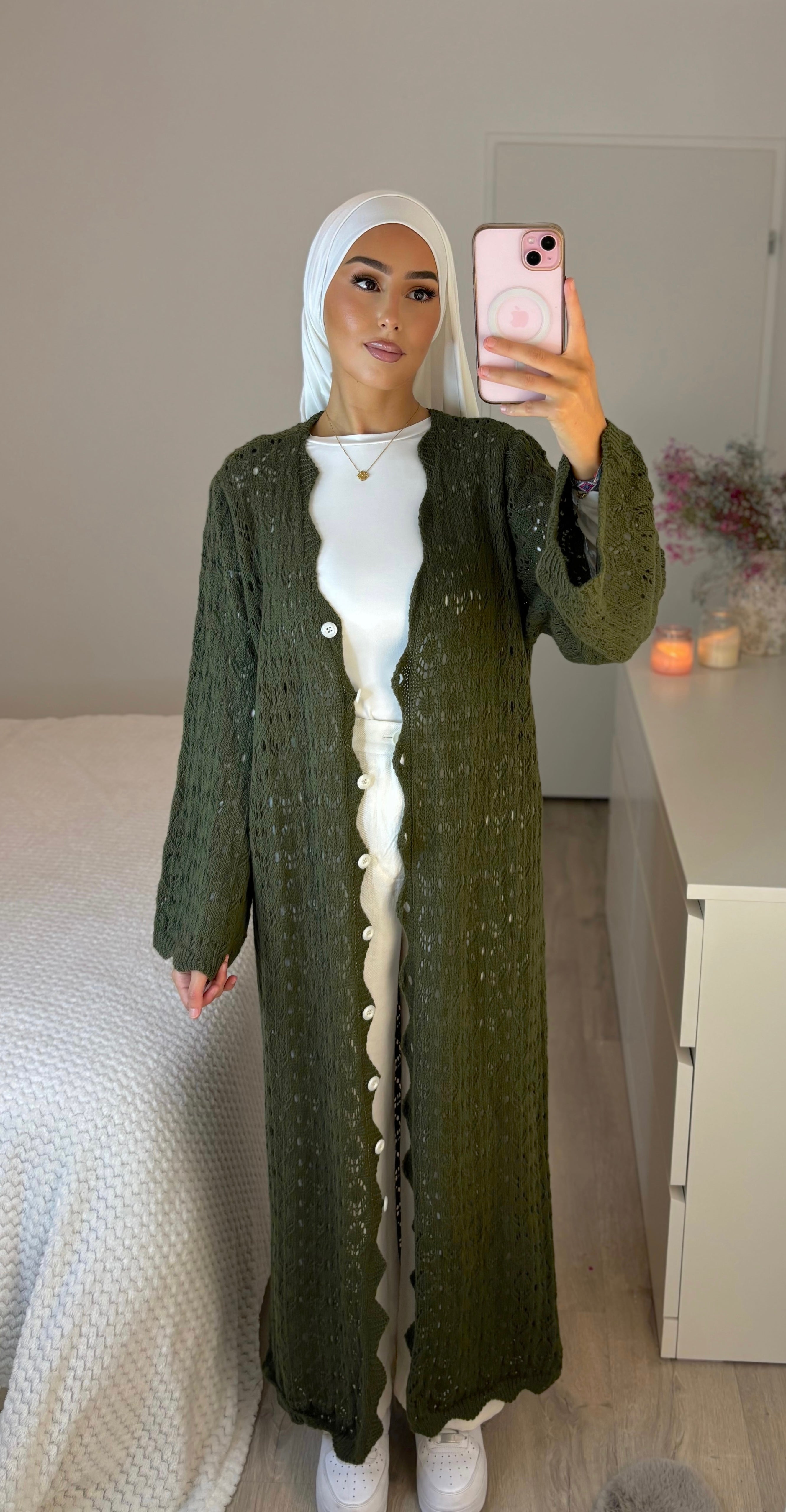 Gilet crochet - kaki foncé
