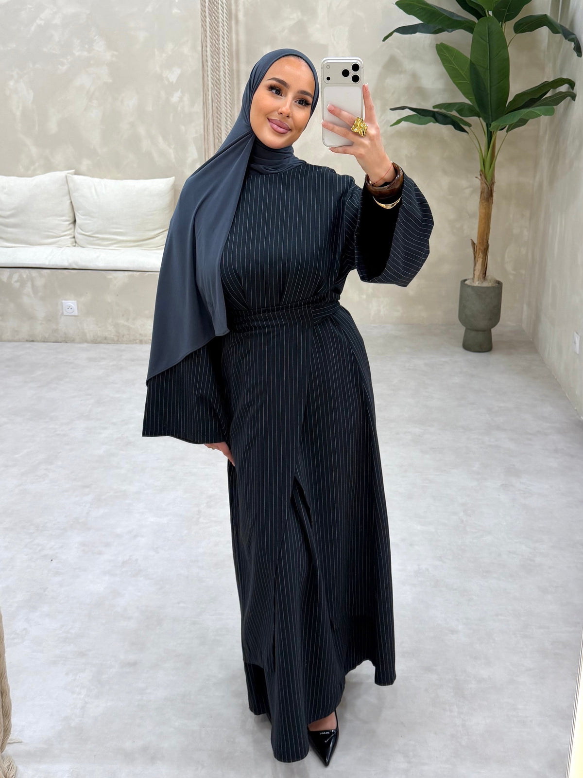 ROBE RAYÉ - DARK BLUE