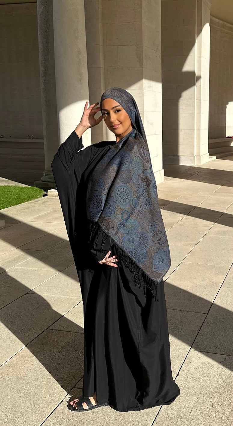Saudi-arabische Abaya Medina Seide - SCHWARZ