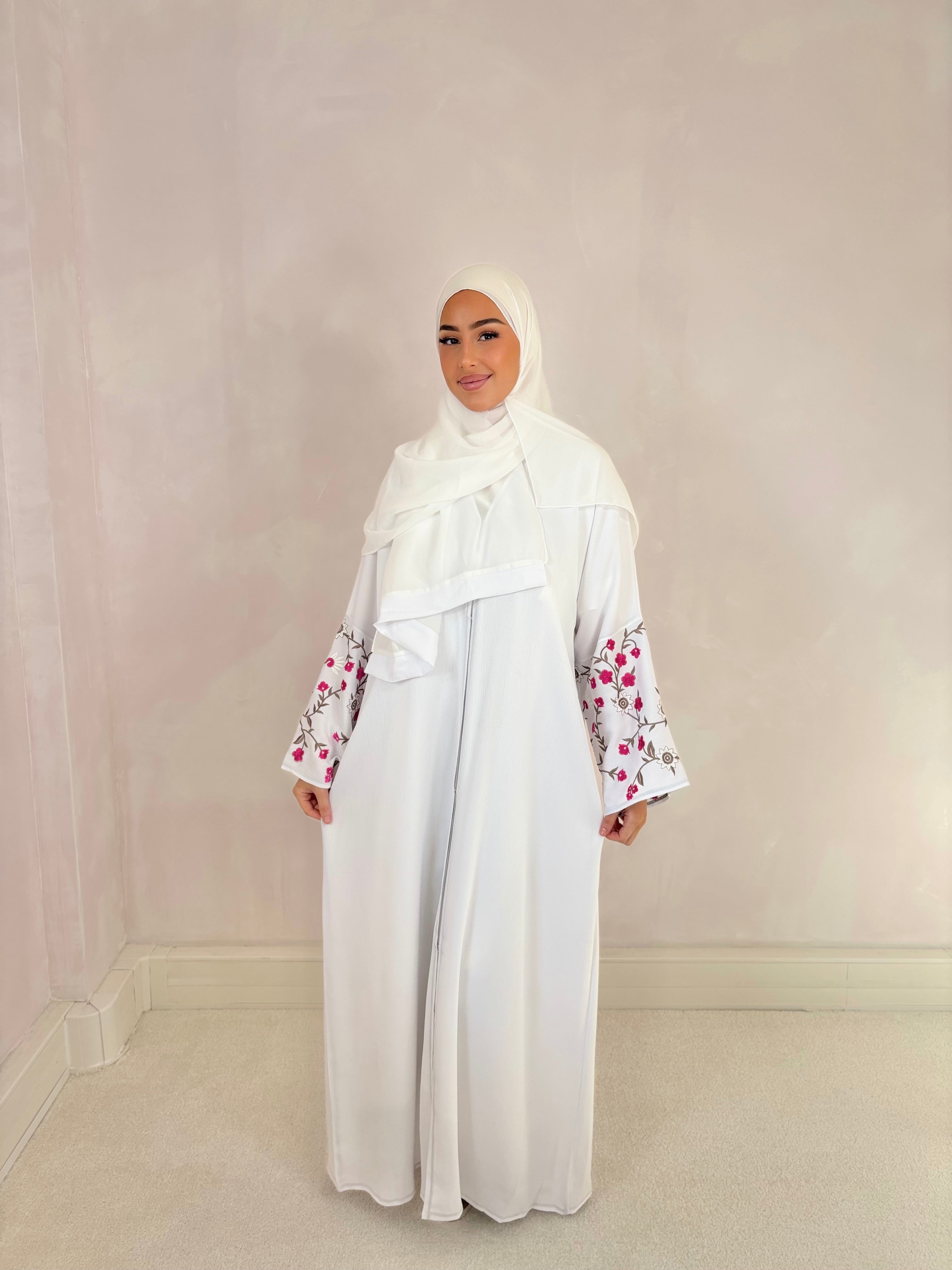 Abaya de Dubai FLORA (n39) - Blanche