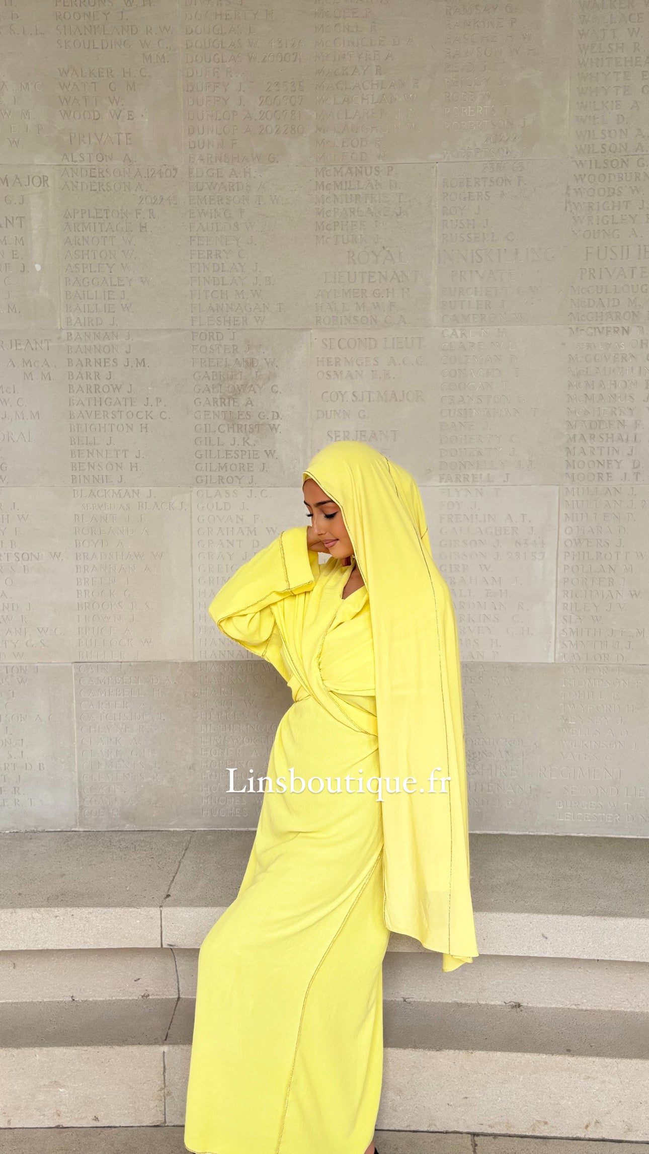 Abaya voile intégré en Jazz - jaune poussin