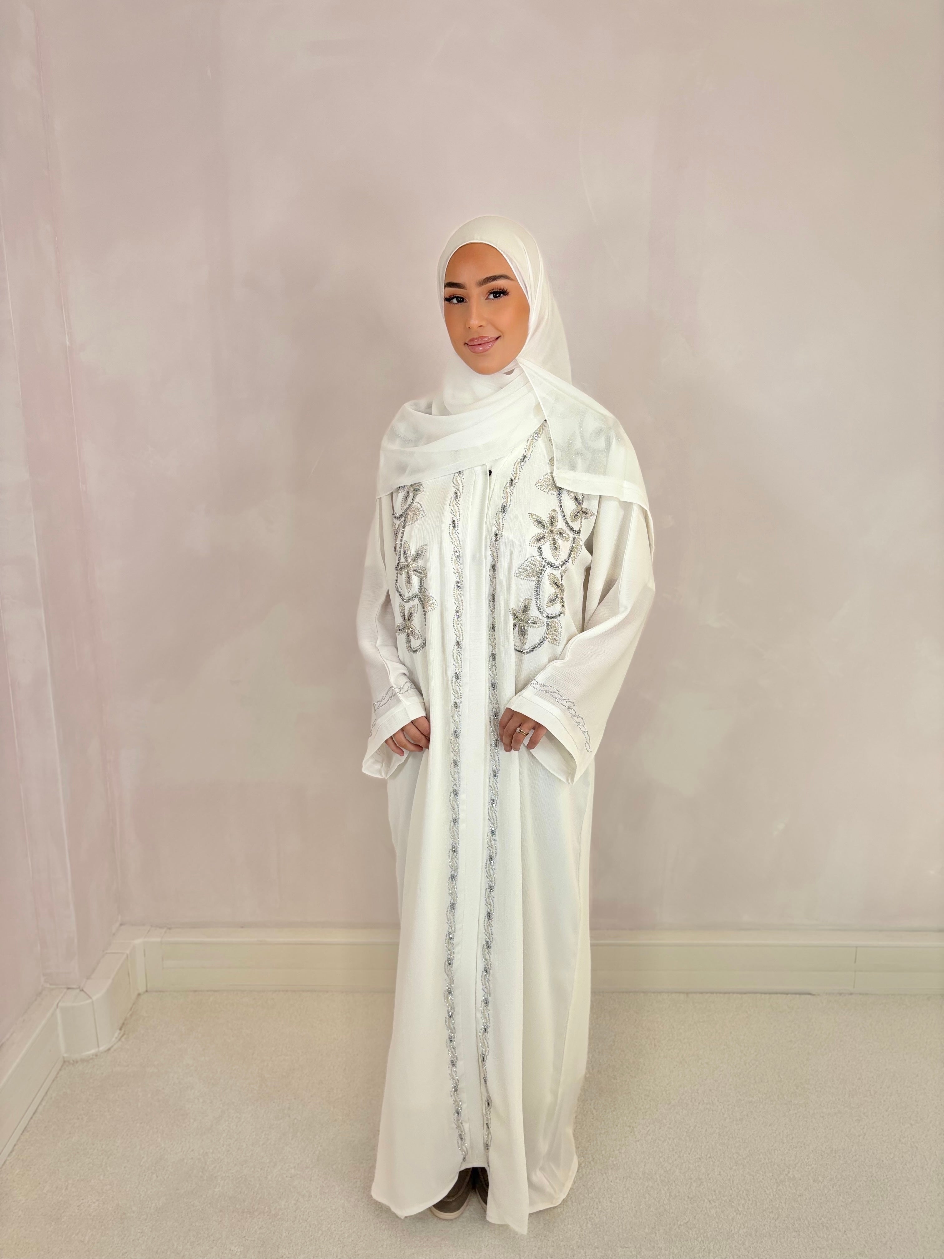 Abaya de Dubai TAHIRA (n72) - Blanche