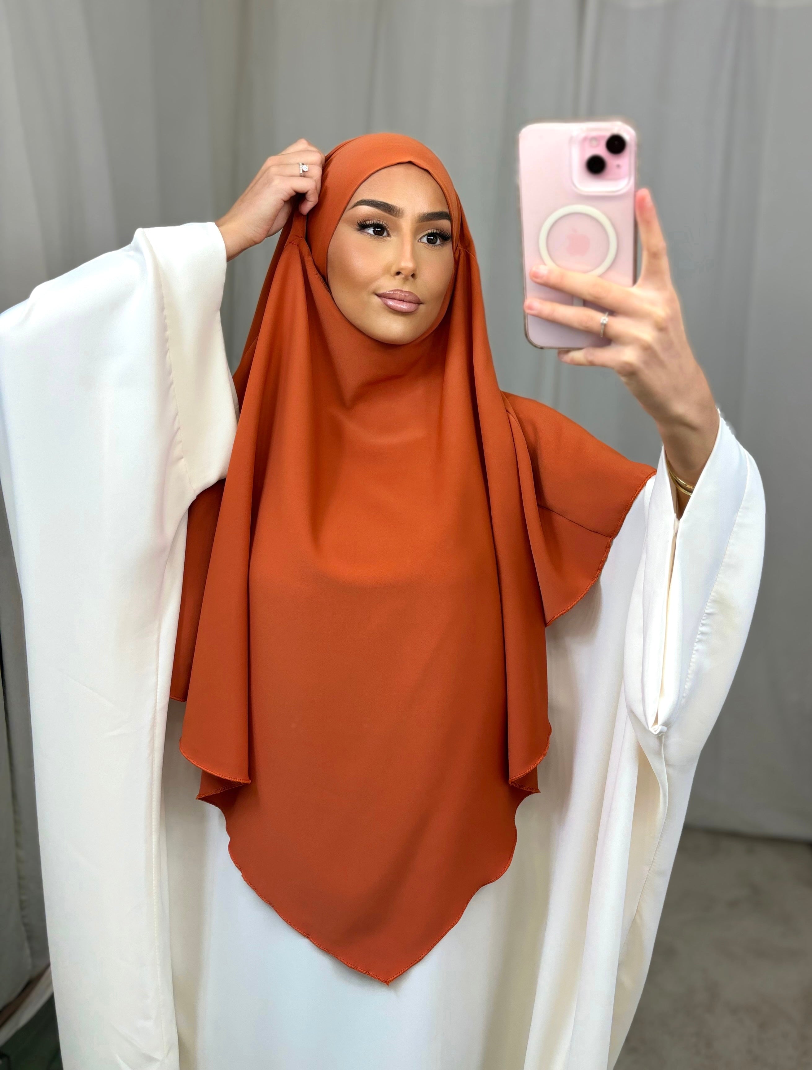 Khimar en soie de medine - orange hermès