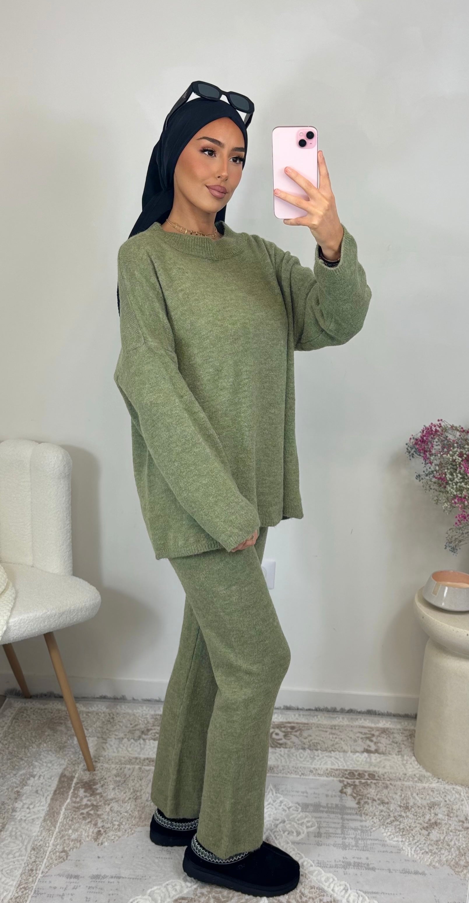 Ensemble maille - pistache