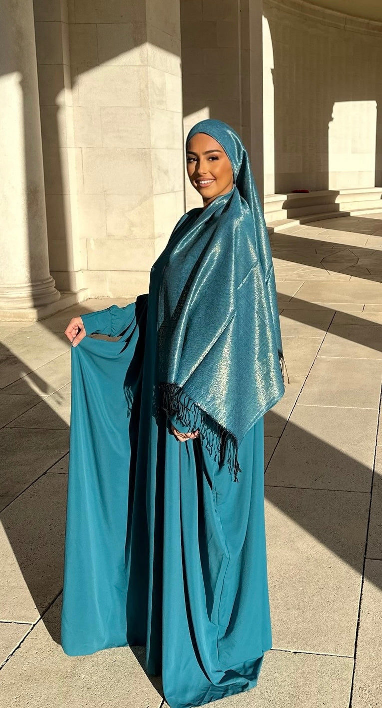 Abaya saoudienne soie de medine - BLEU CANARD
