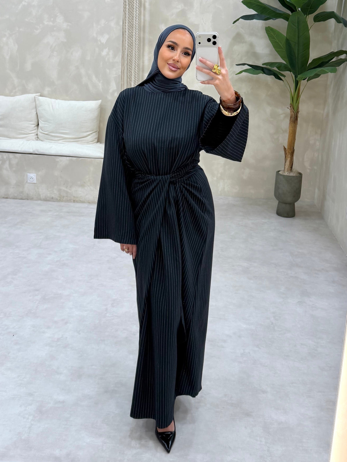 ROBE RAYÉ - DARK BLUE