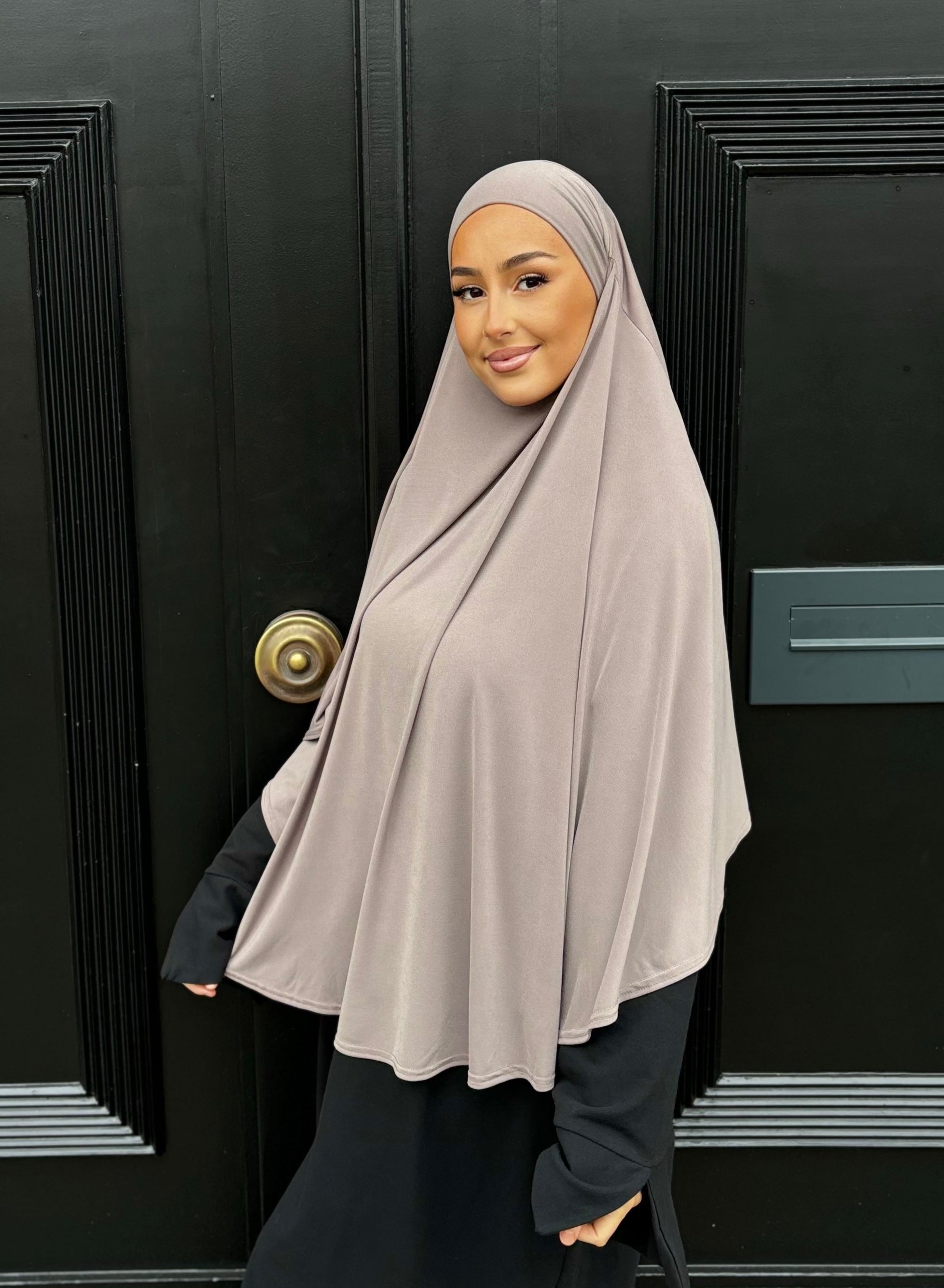 Khimar en jersey premium de luxe LIN’S B - Taupe