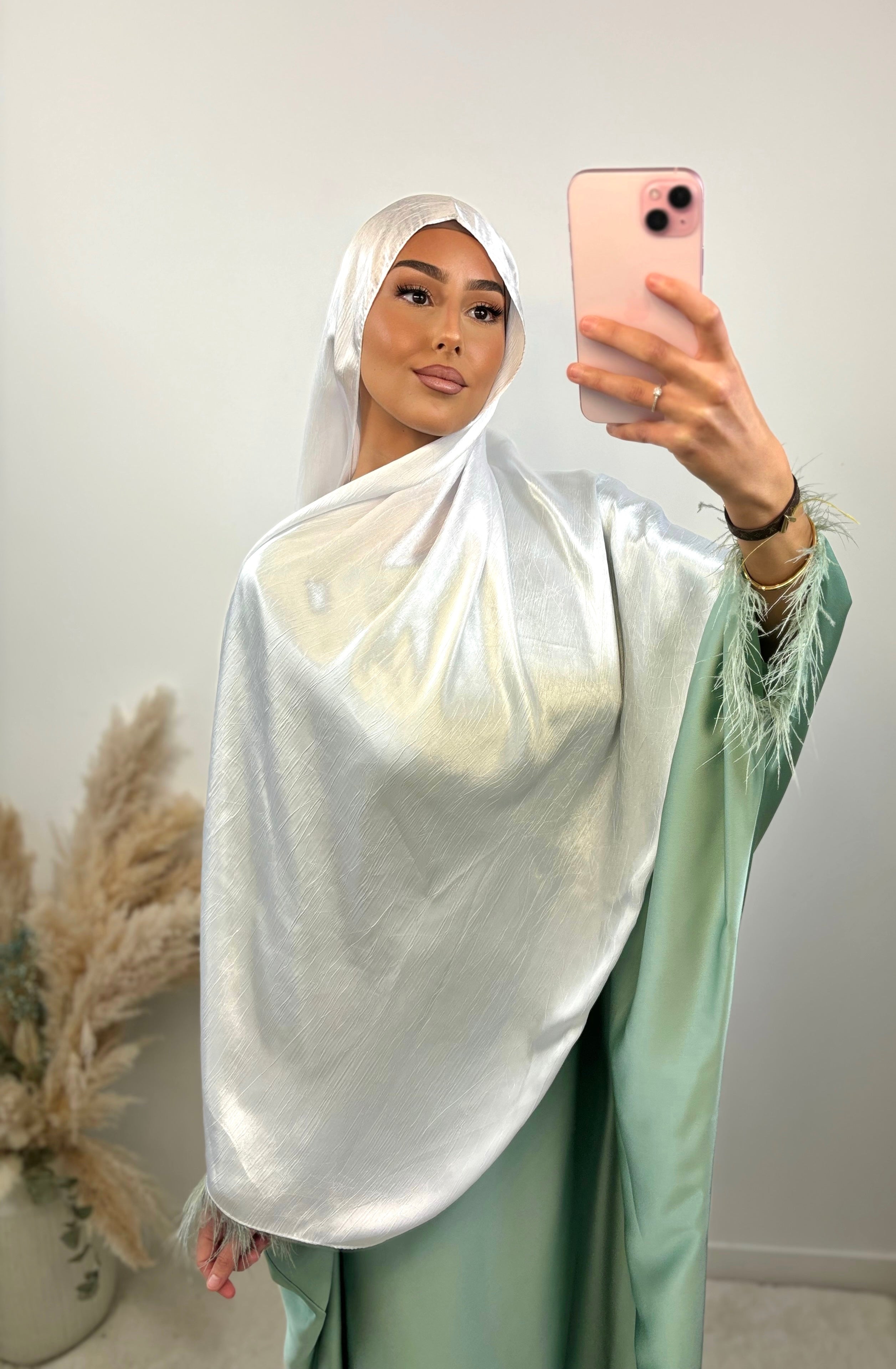 Voile satiné réversible - Blanc
