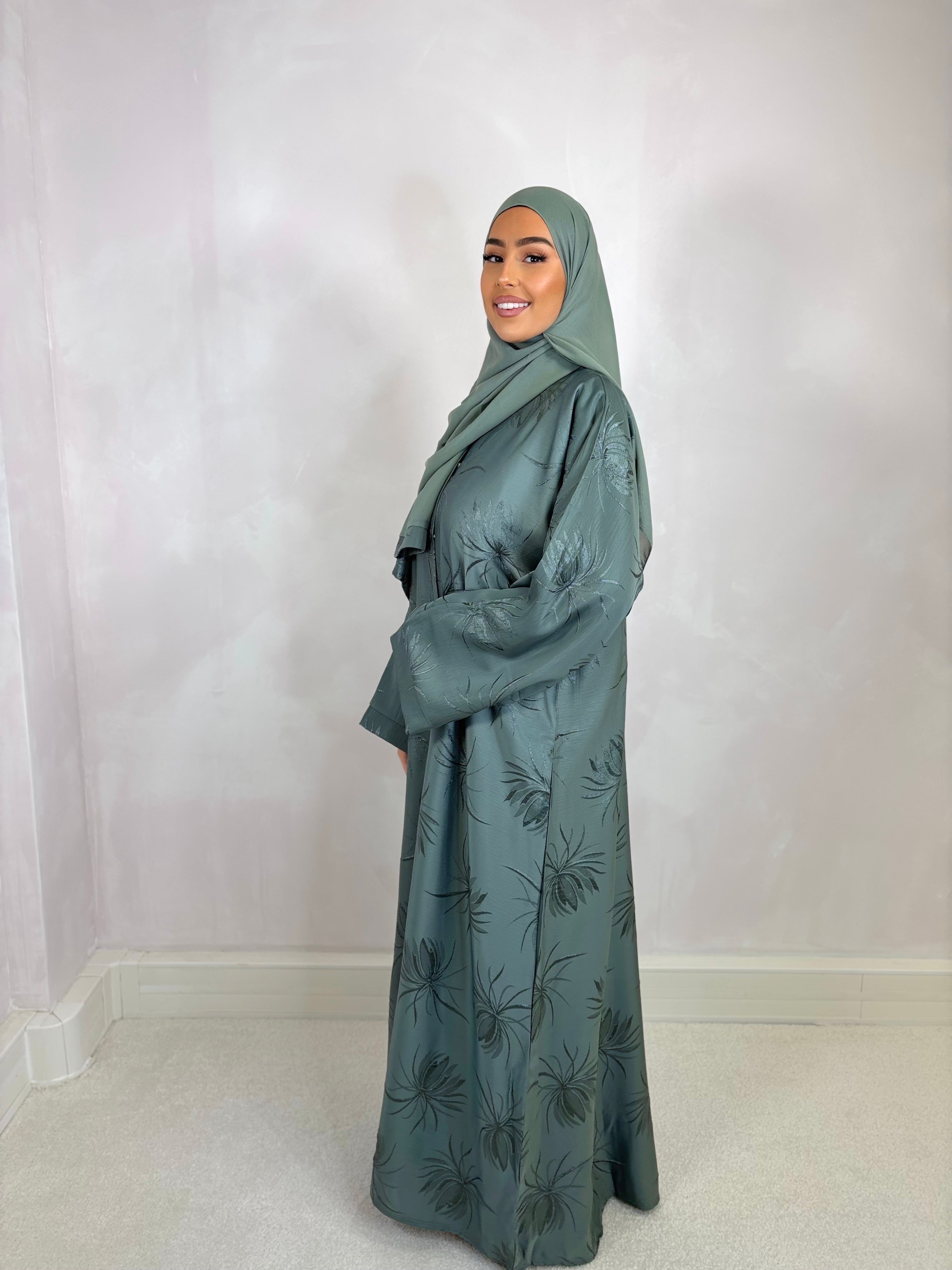 Abaya de Dubai PALMA (n23) - vert d’eau