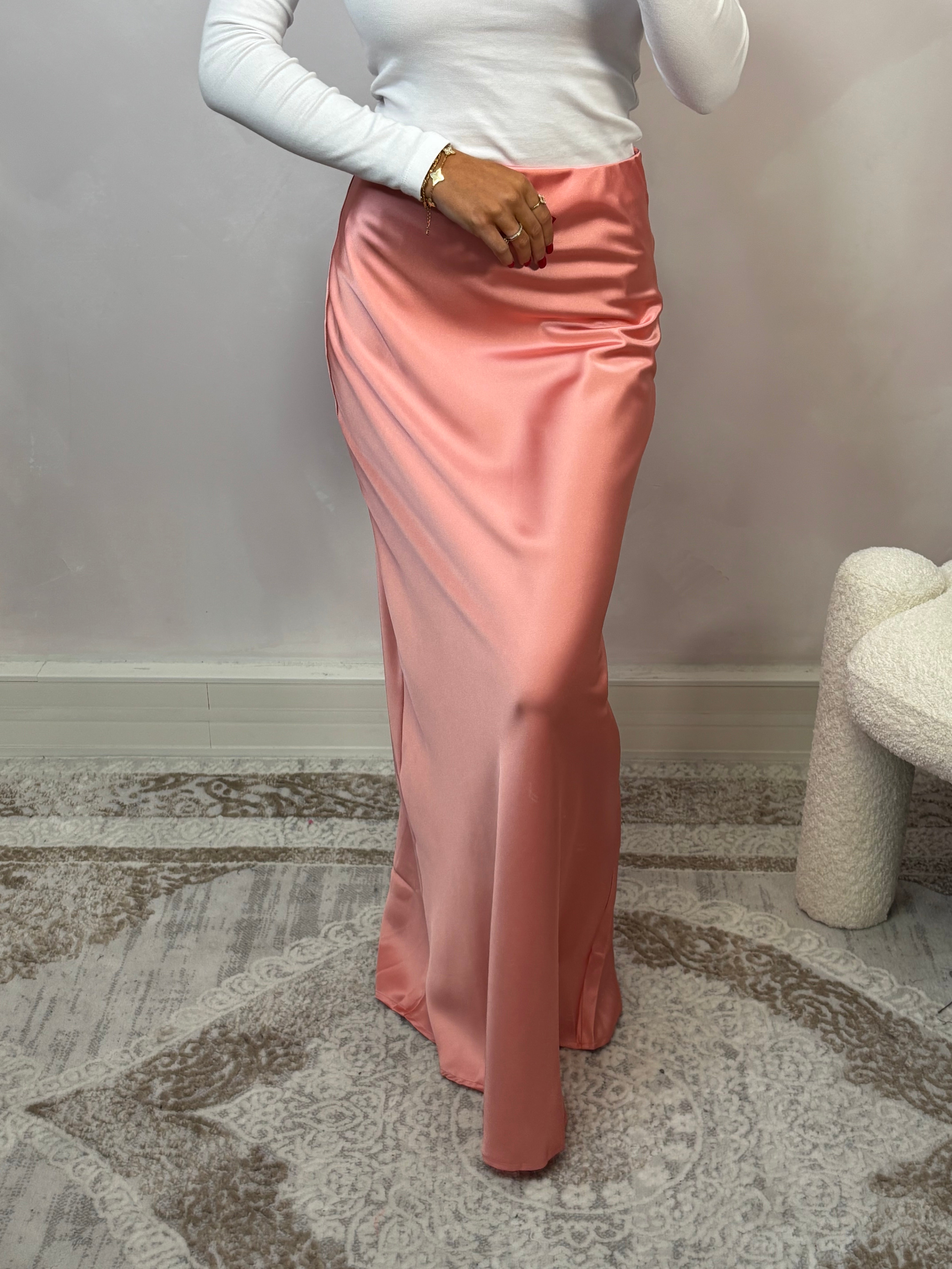 Jupe MAXI satin premium - corail