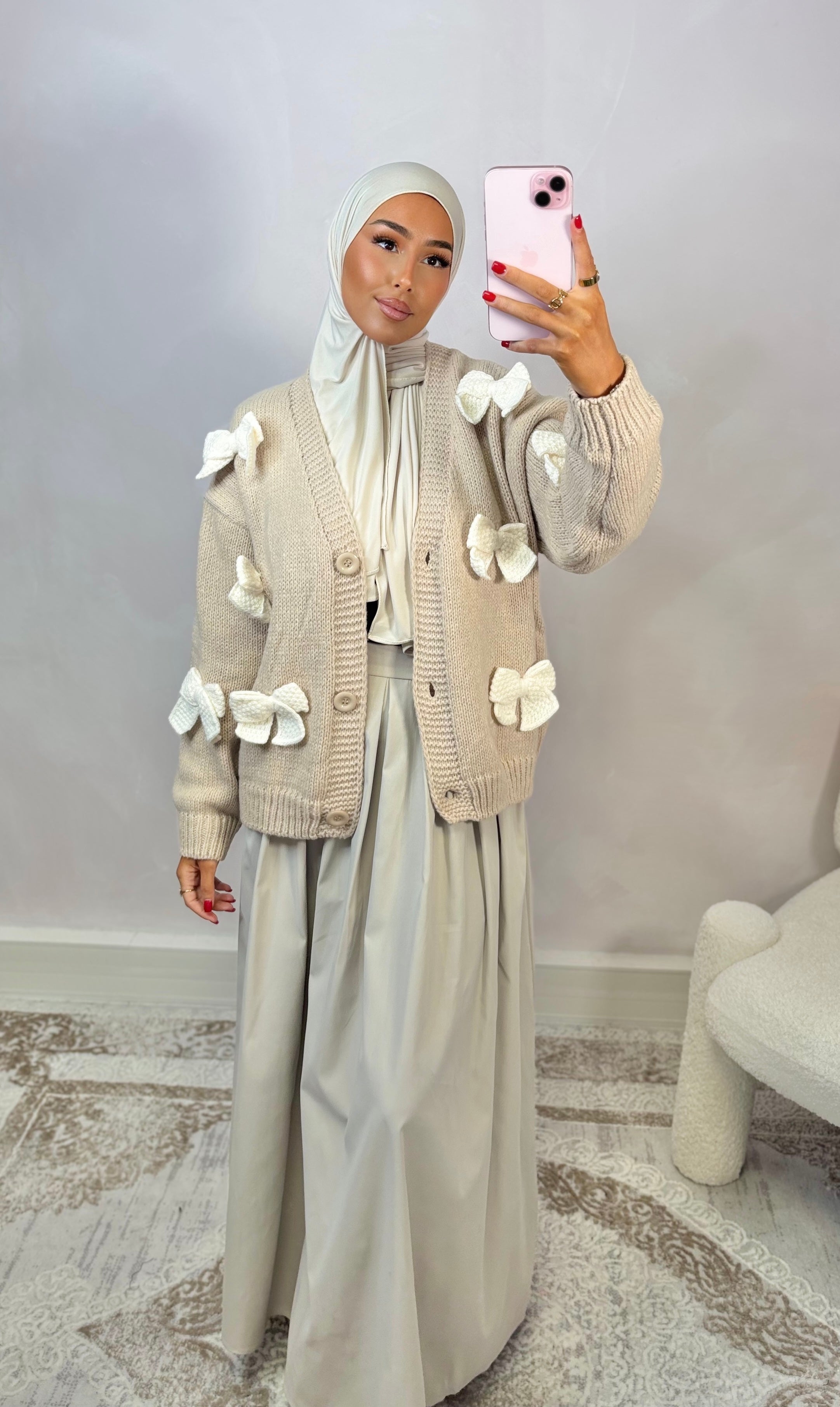 Cardigan brodé - taupe Milk