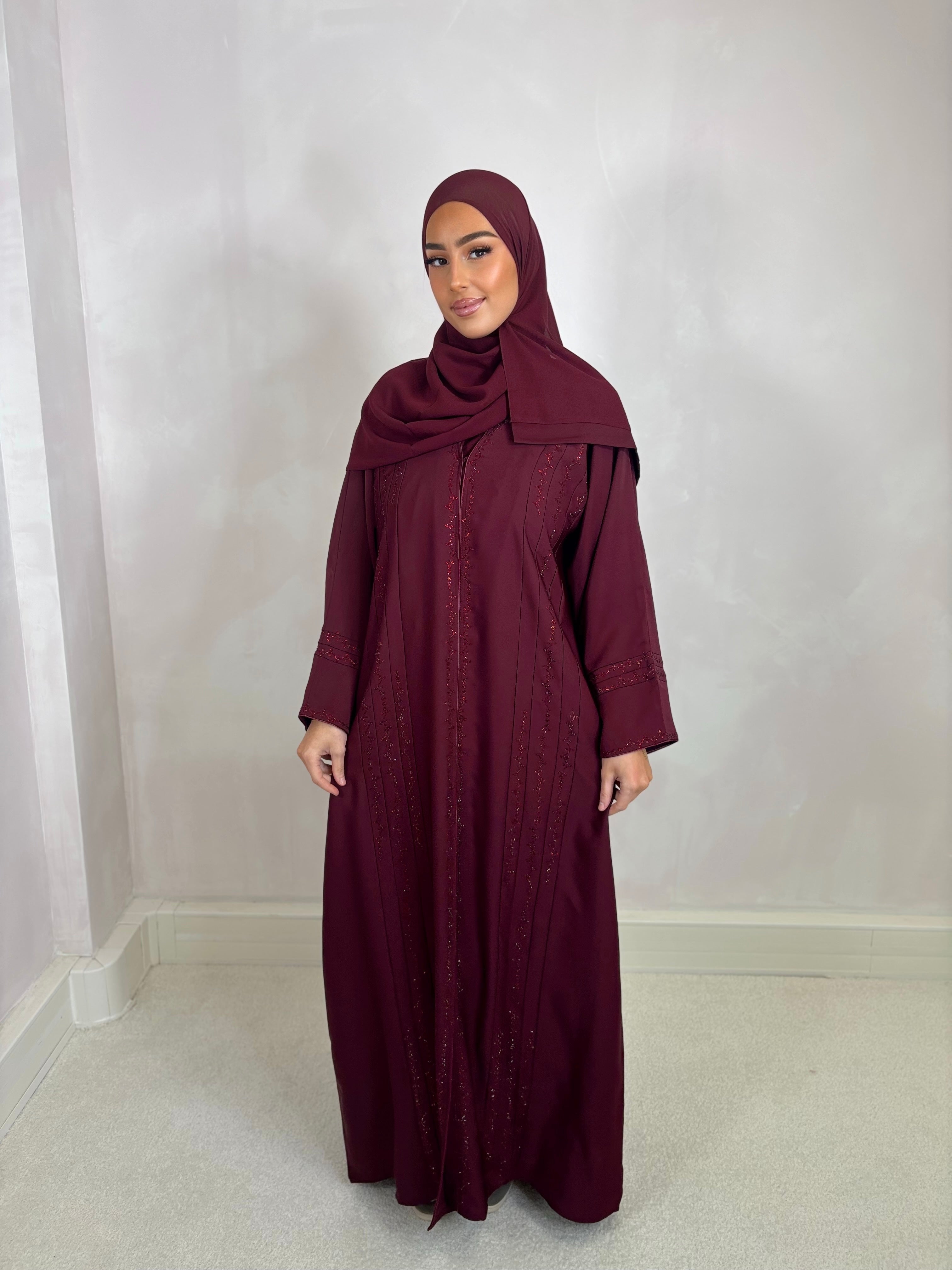 Abaya de Dubai NOOR (n6) - bordeaux