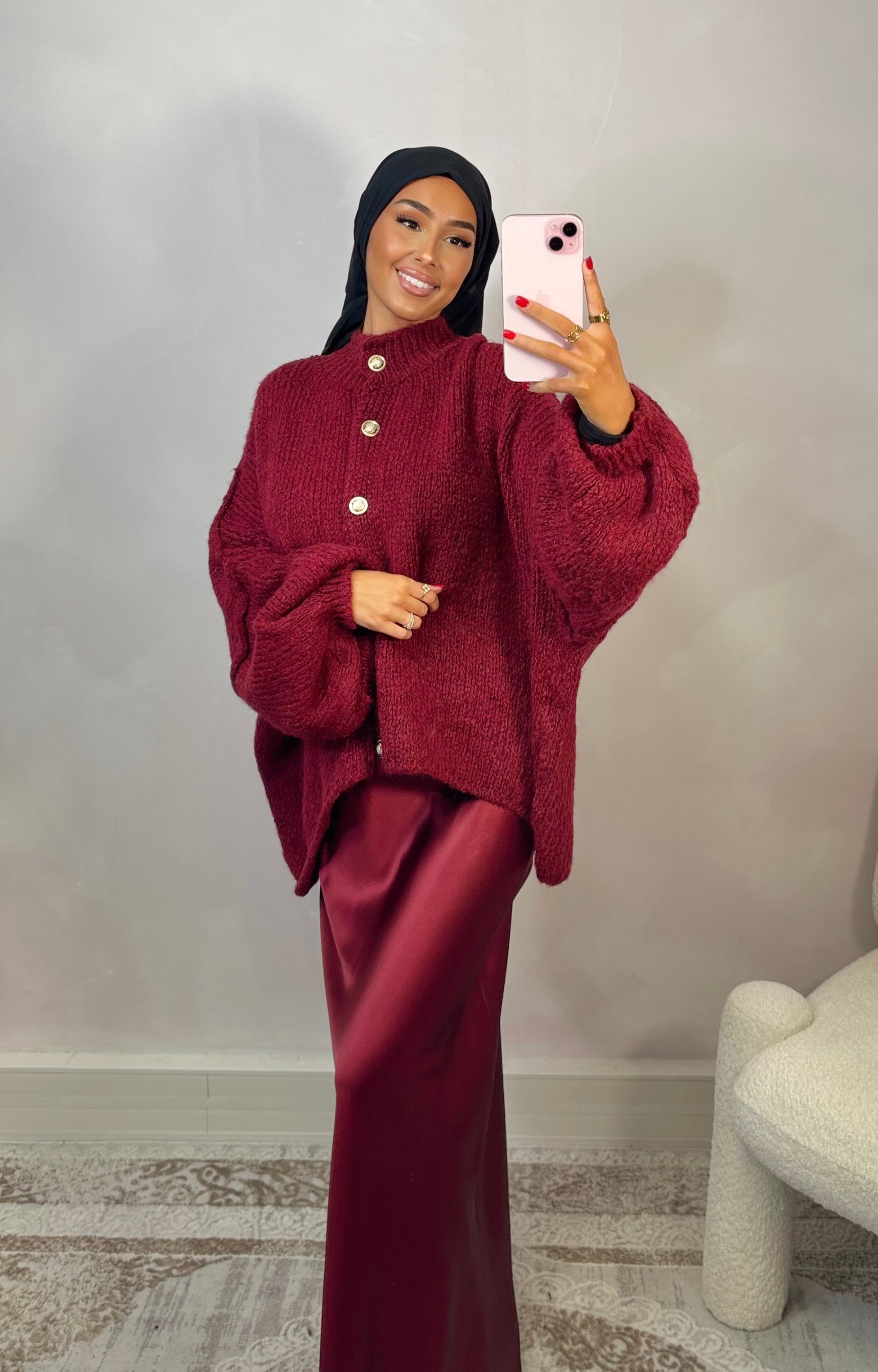 Jupe MAXI satin premium - bordeaux