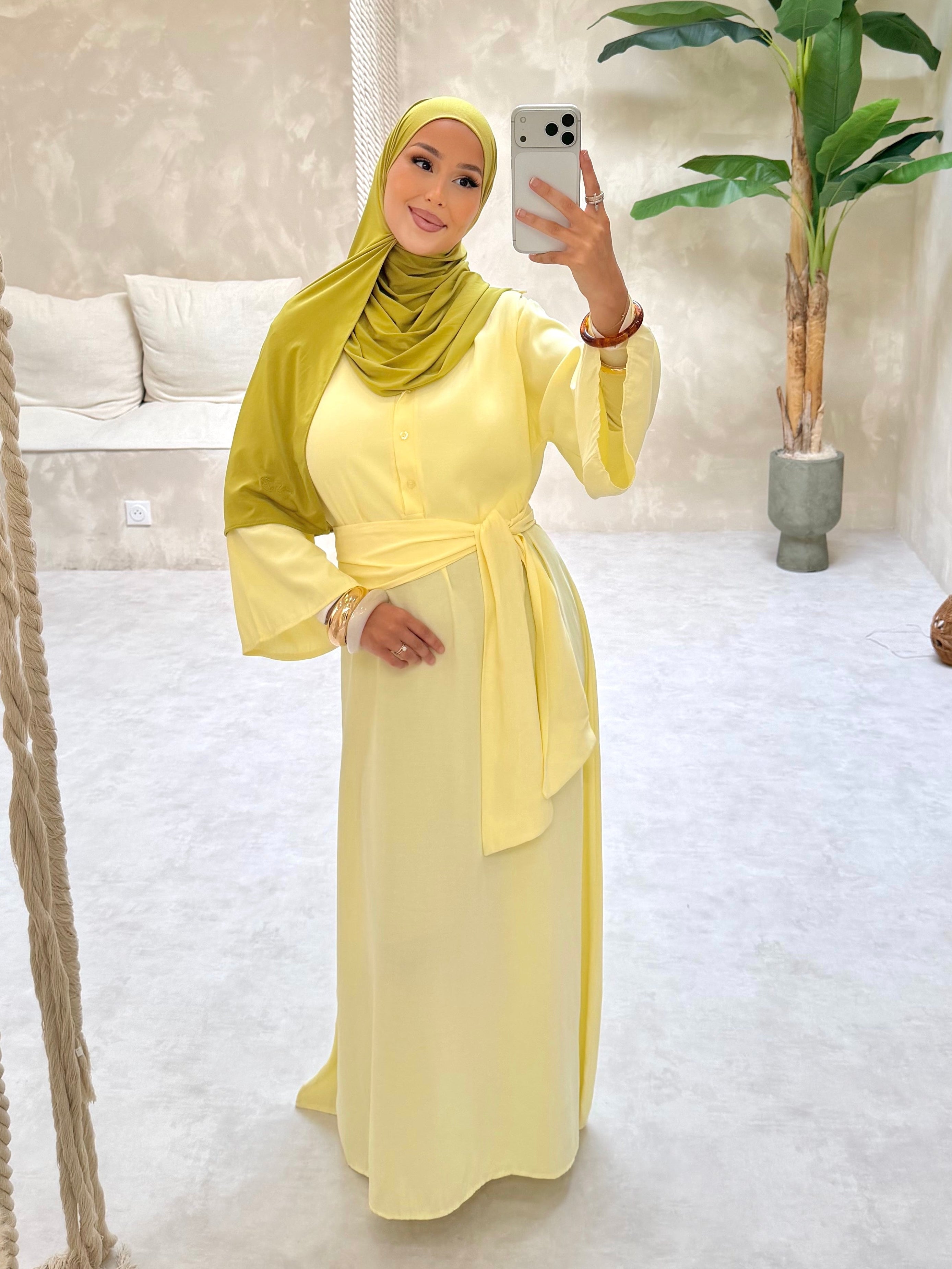 Robe chemise - jaune pastel