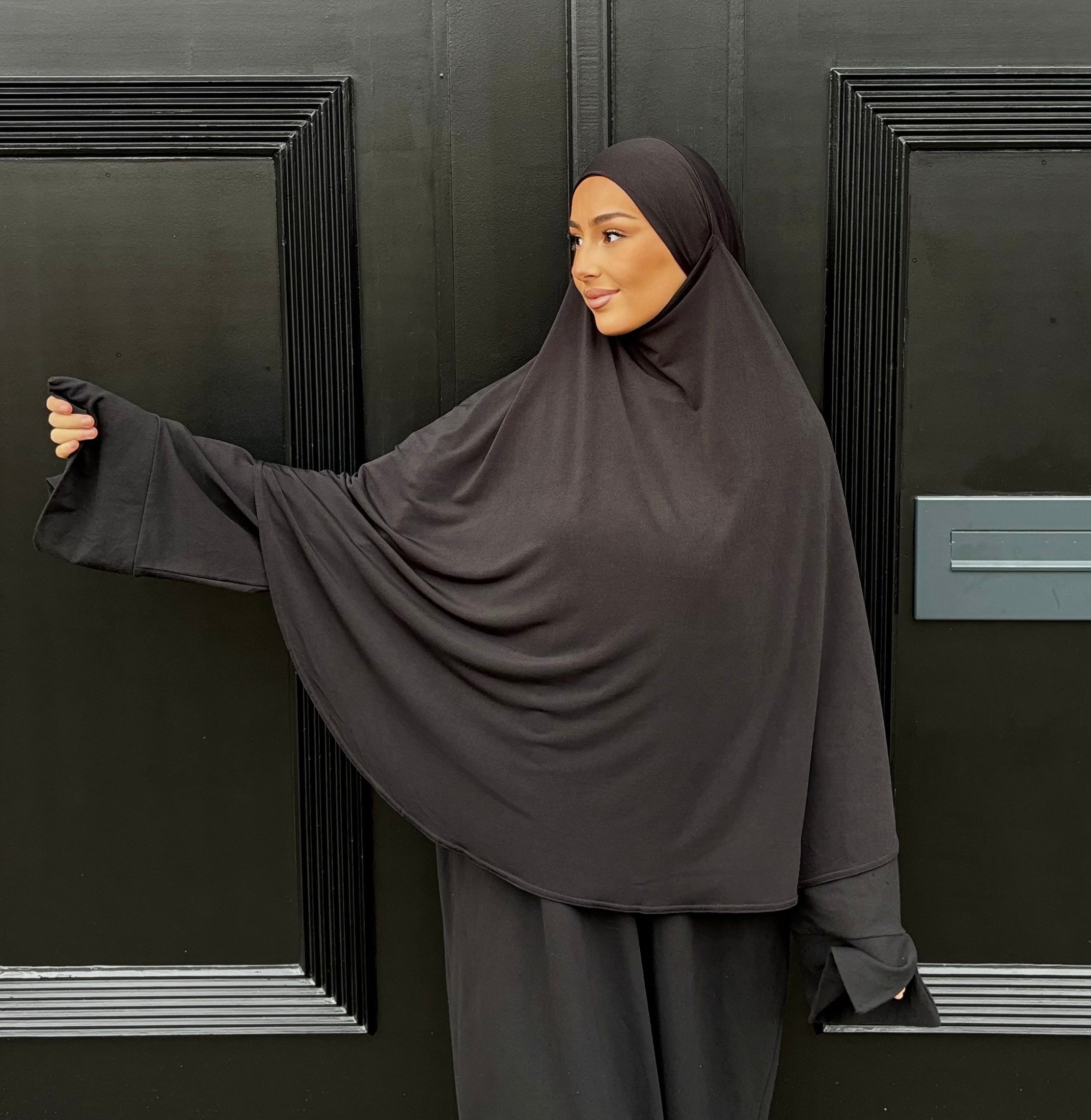 Khimar en jersey premium de luxe LIN’S B - Noir