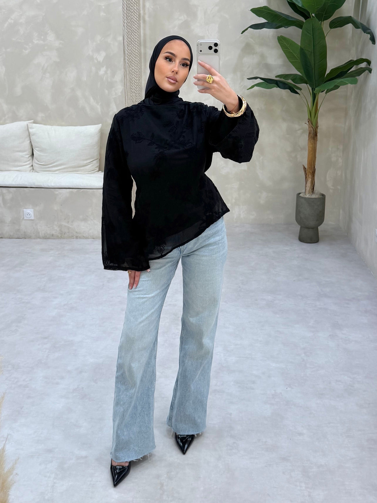 Haut fleur - BLACK