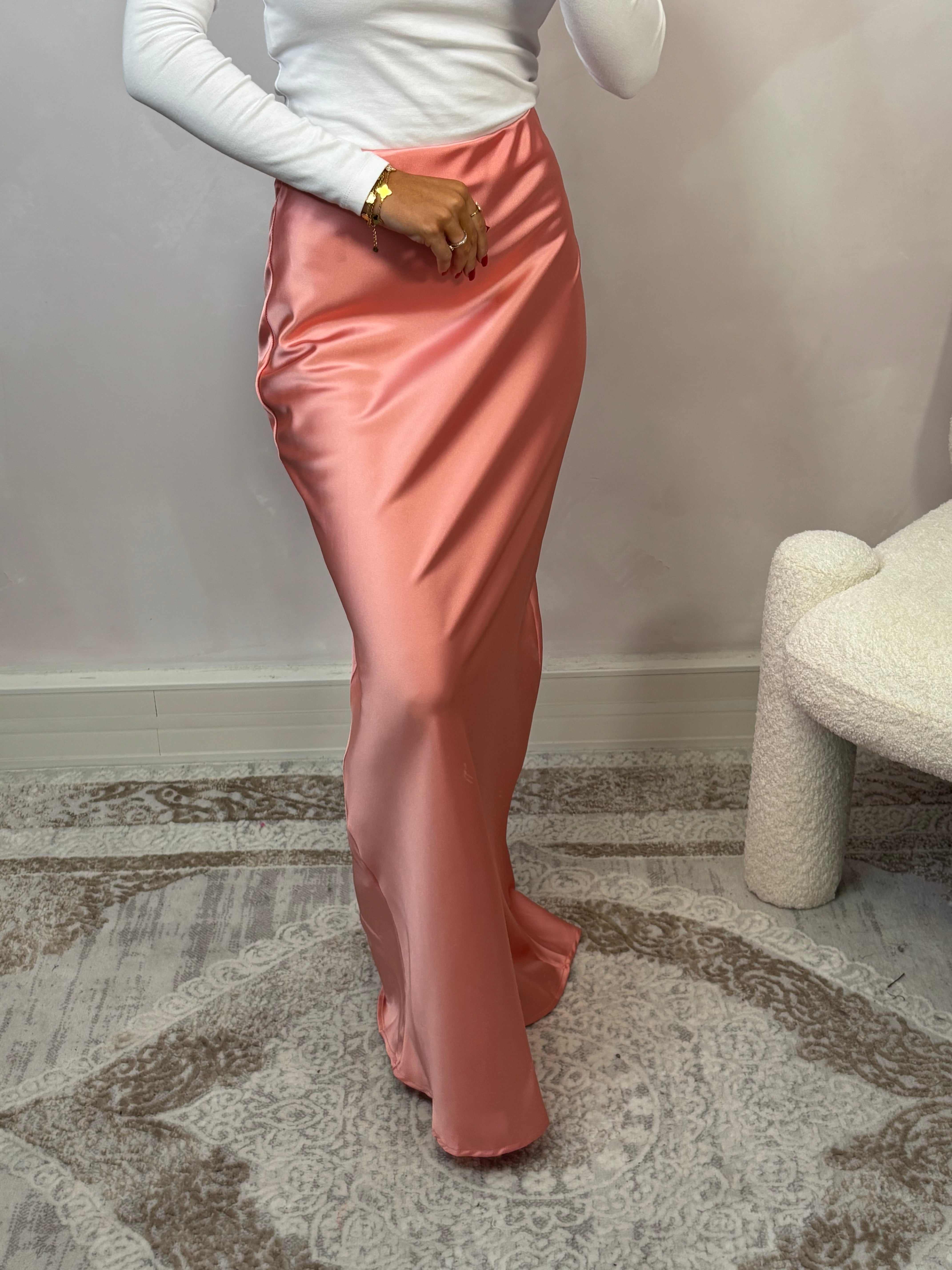 Jupe MAXI satin premium - corail