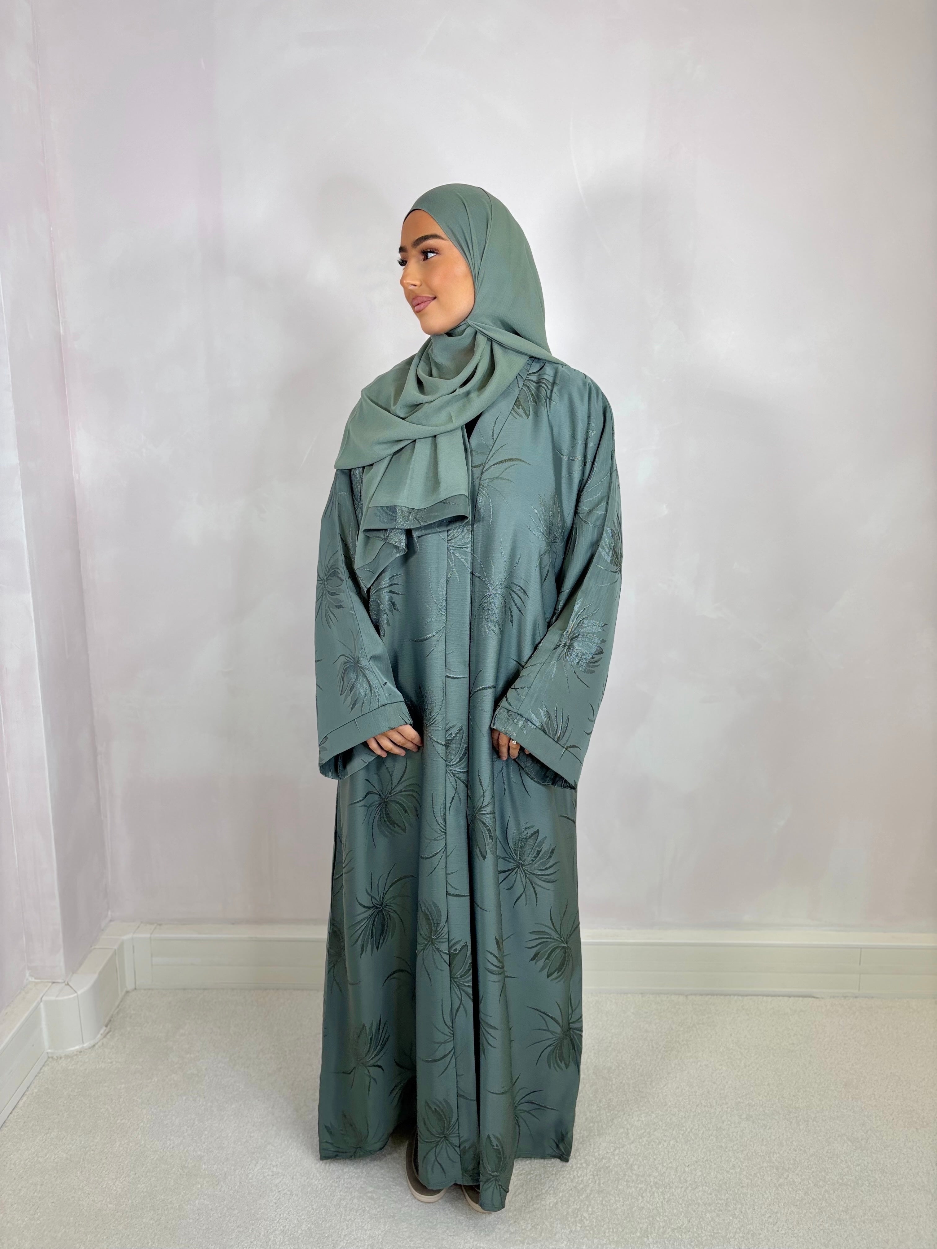 Abaya de Dubai PALMA (n23) - vert d’eau