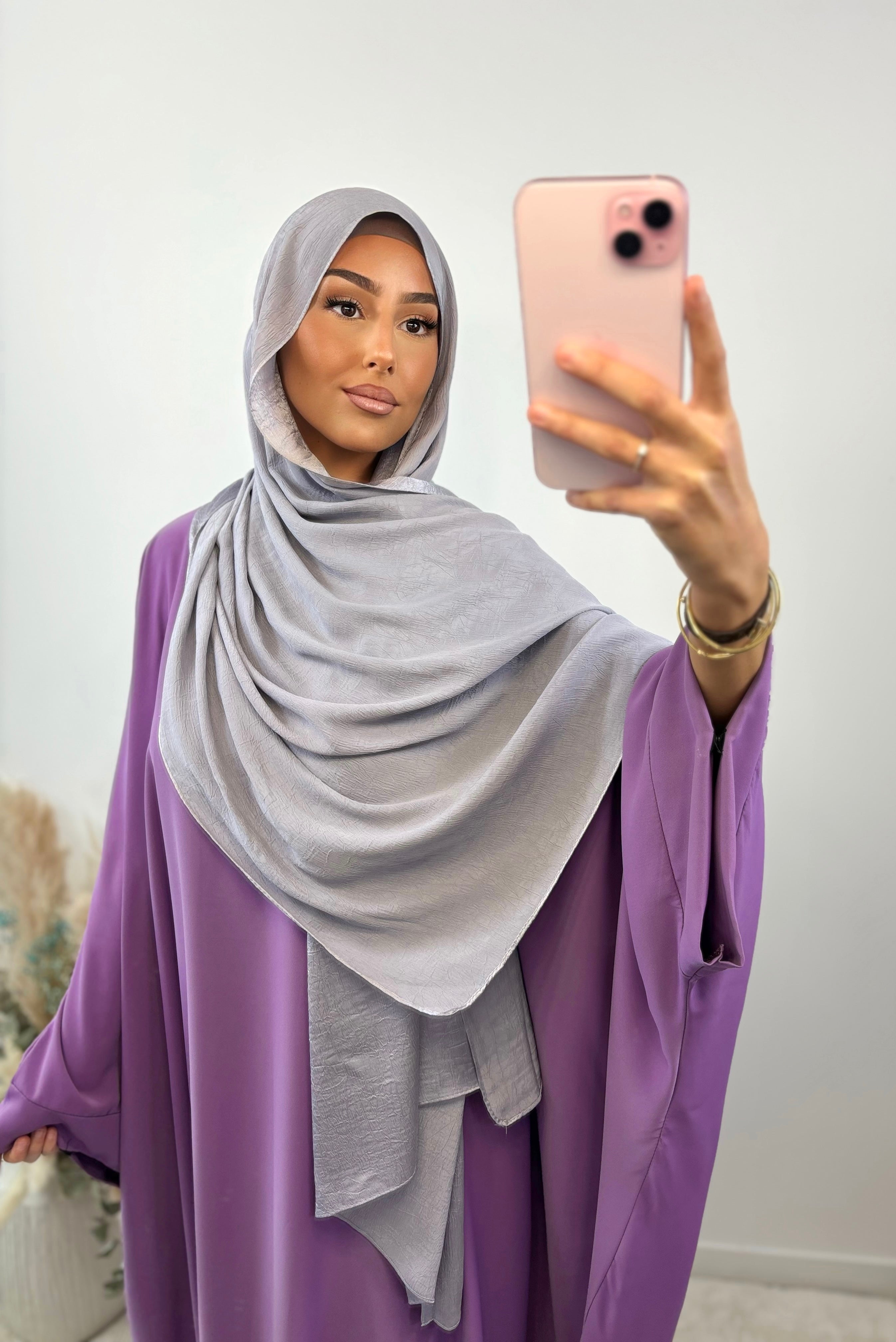 Voile satiné réversible - Lila