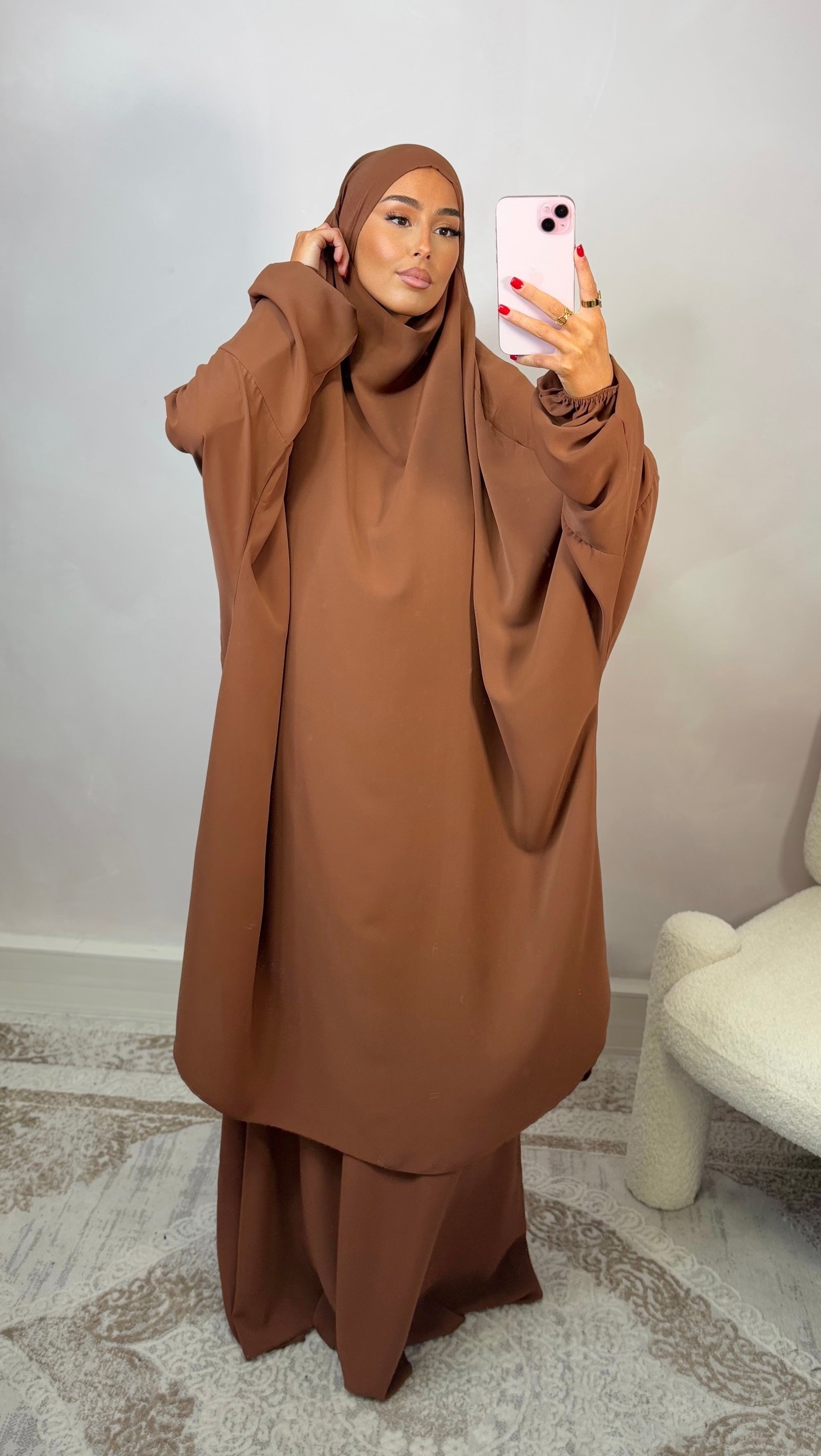 Jilbeb 2 Pièces soie de medine - Brown