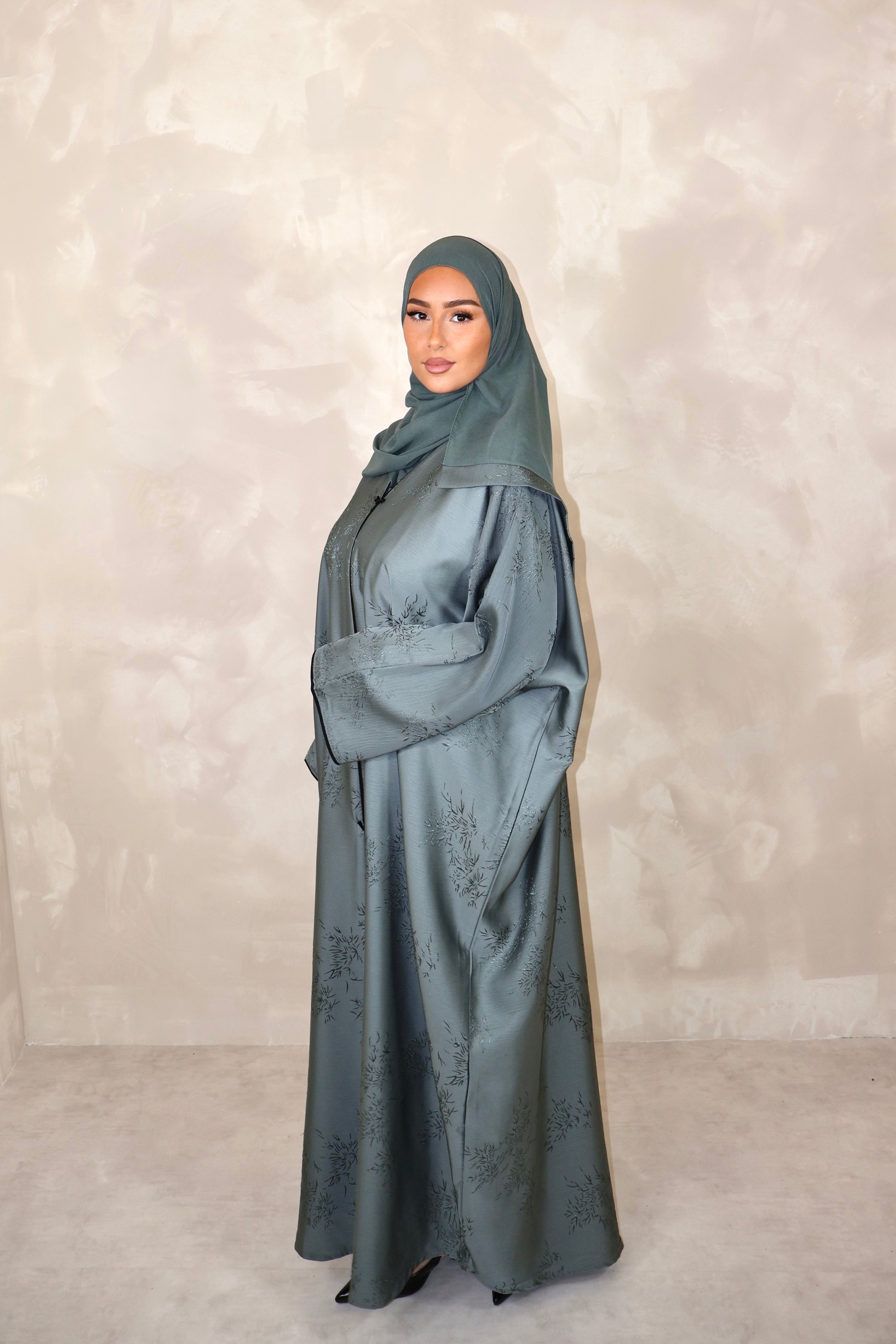 Abaya de Dubai (n84) - JAPONIA AQUA GREEN