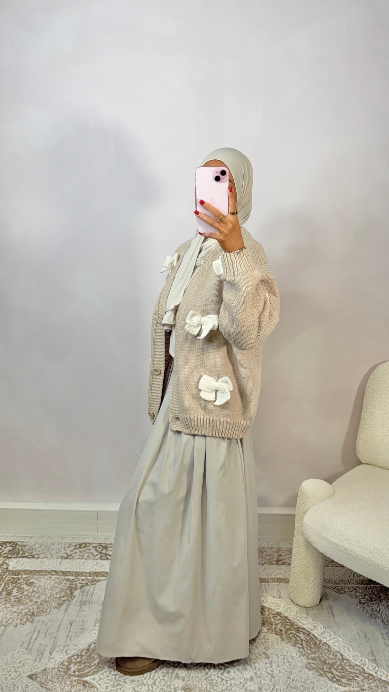 Cardigan brodé - taupe Milk