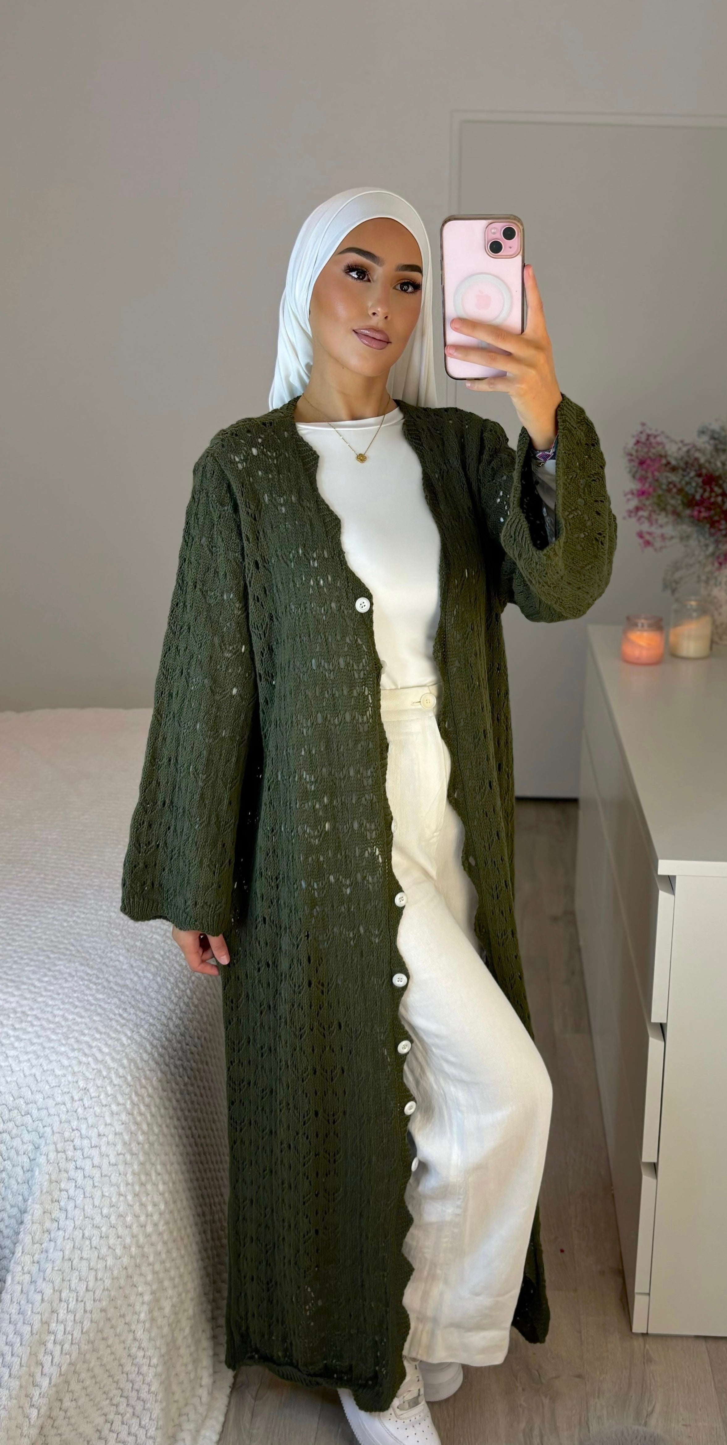 Gilet crochet - kaki foncé