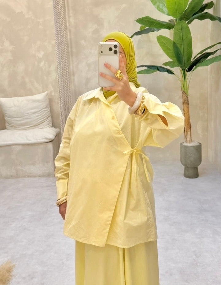 Chemisier cache cœur - jaune pastel