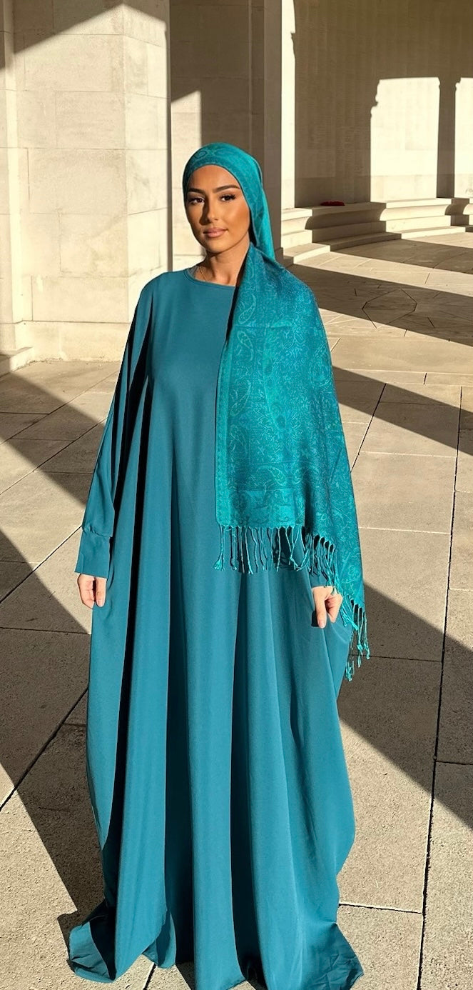 Abaya saoudienne soie de medine - BLEU CANARD