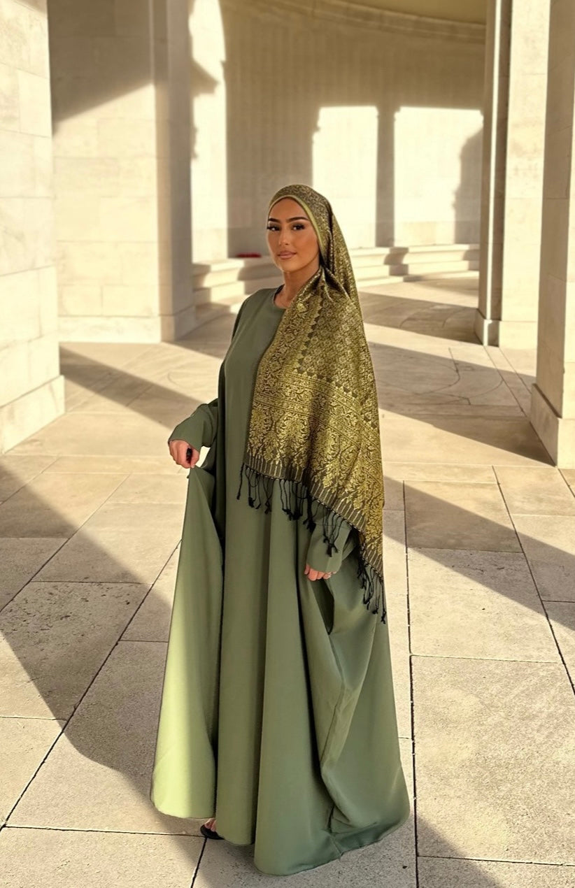 Abaya saoudienne soie de medine - KAKI