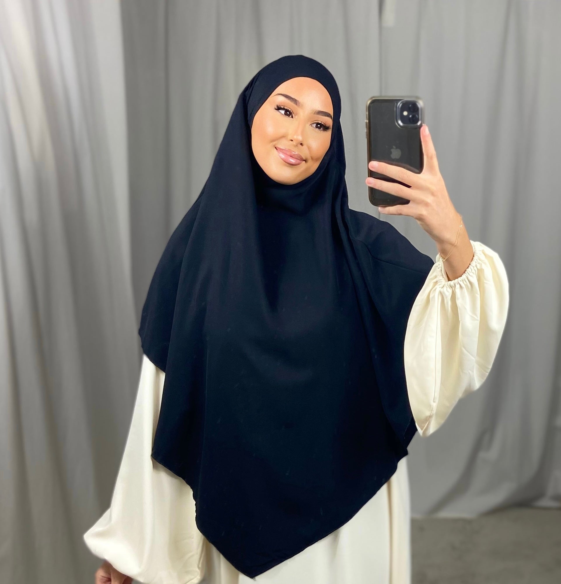 Khimar en soie de medine - BLACK